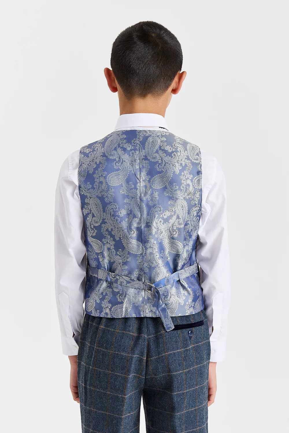 Boys 3-Piece Herringbone Windowpane Check Suit - Harris Navy