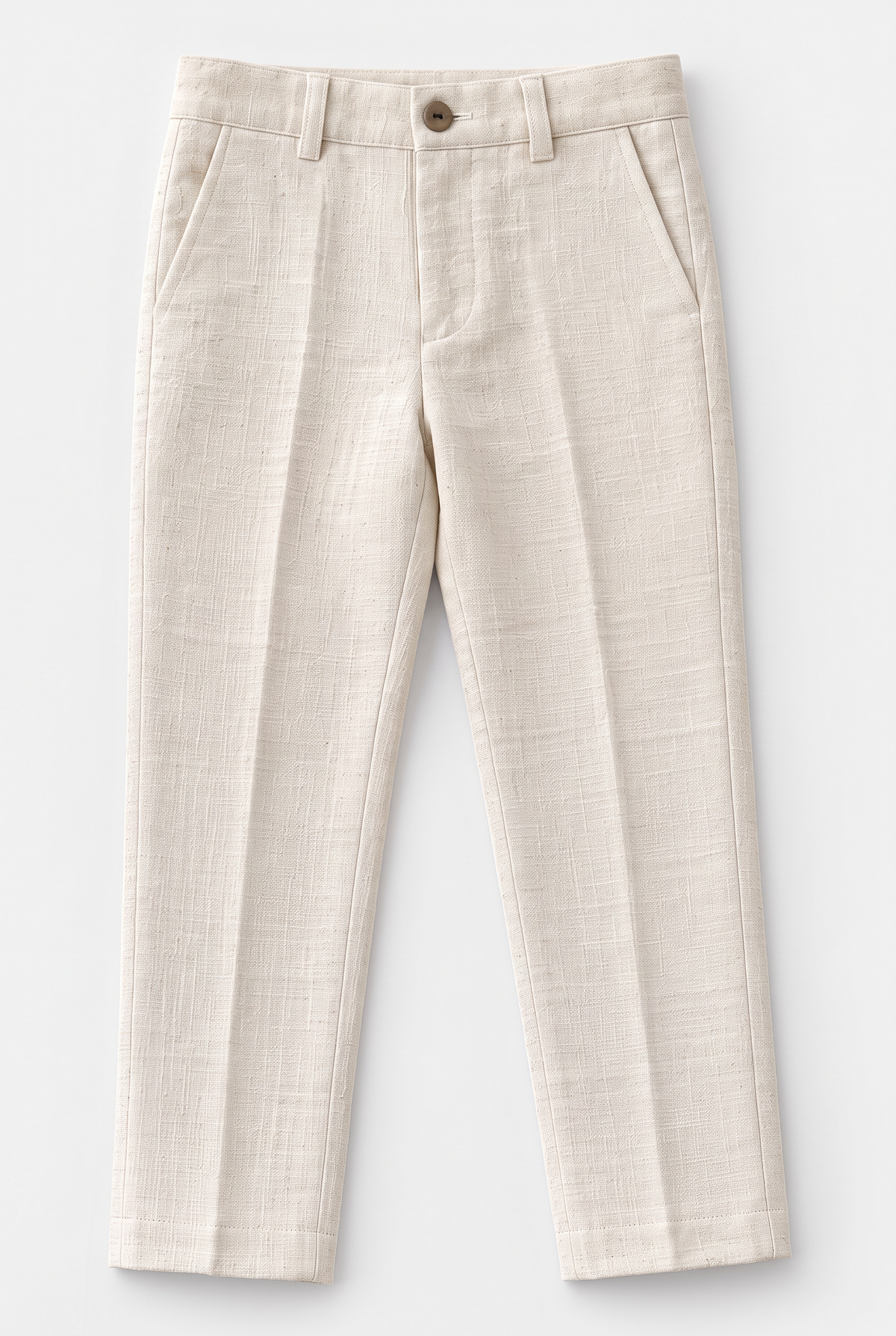 Boys 3-Piece Linen Casual Suit with T-Shirt - Keten - Cream Trousers Picture