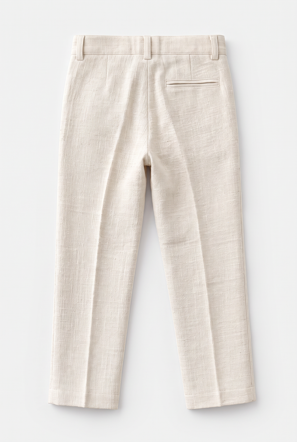 Boys 3-Piece Linen Casual Suit with T-Shirt - Keten - Cream Trousers Back Picture