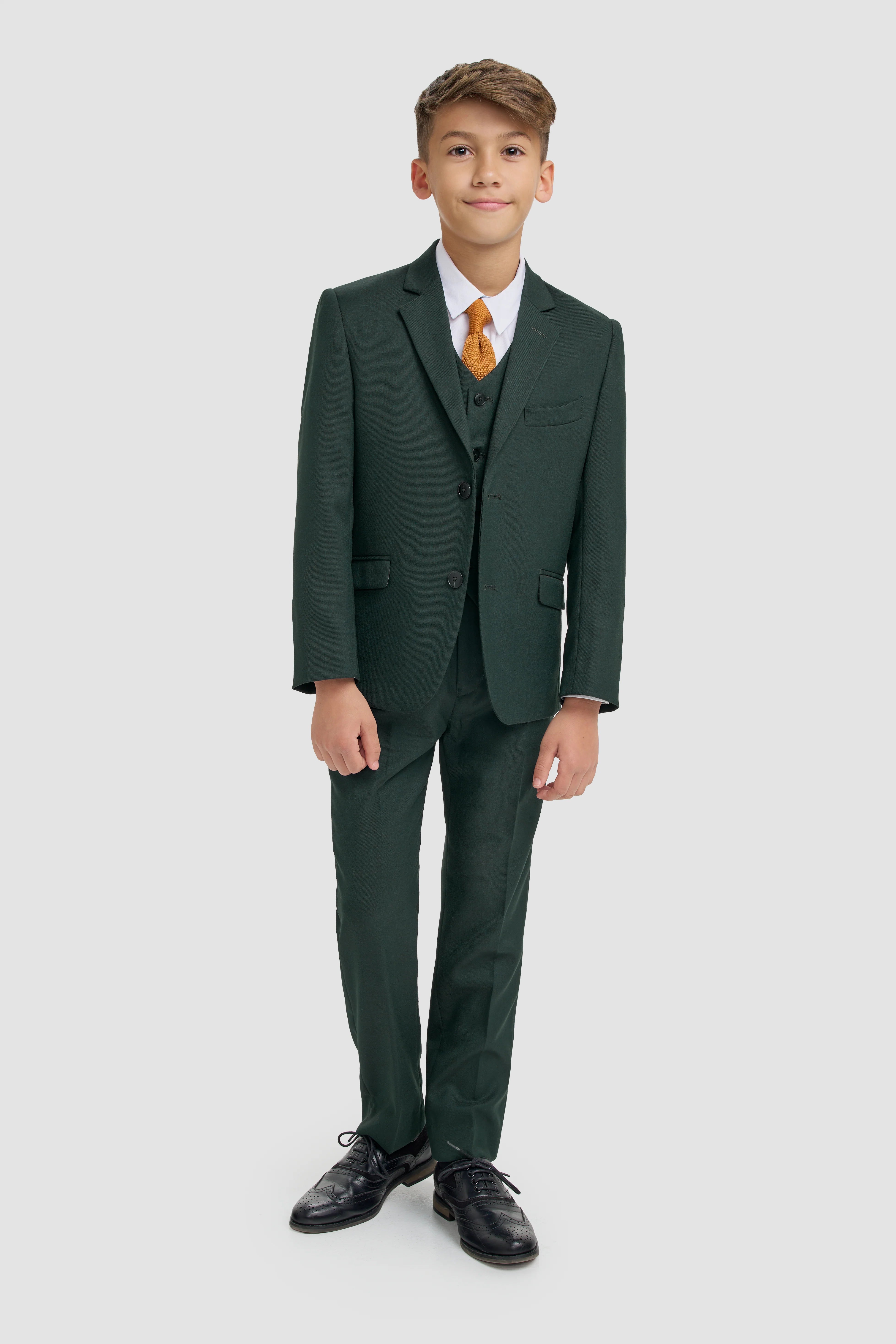 Boys 3-Piece Slim Fit Formal Suit - Malibu - Forest Green
