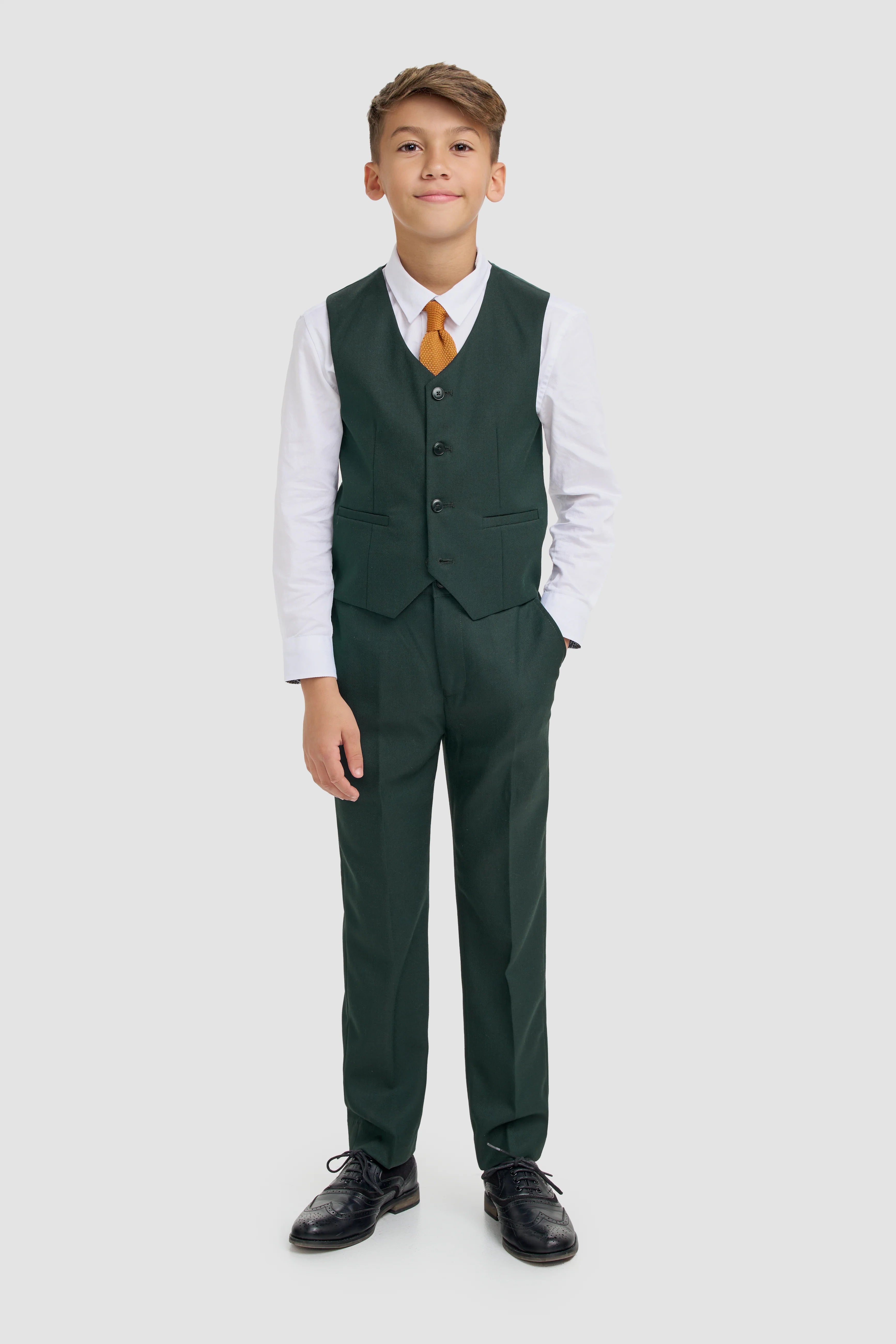 Boys 3-Piece Slim Fit Formal Suit - Malibu - Forest Green