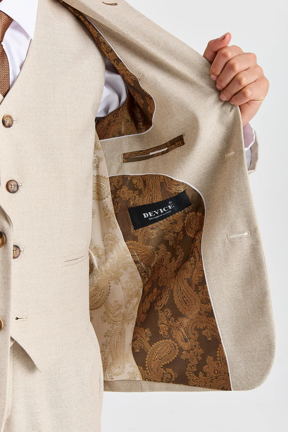 Boys 3-Piece Tailored Fit Formal Suit - Belmont - Beige