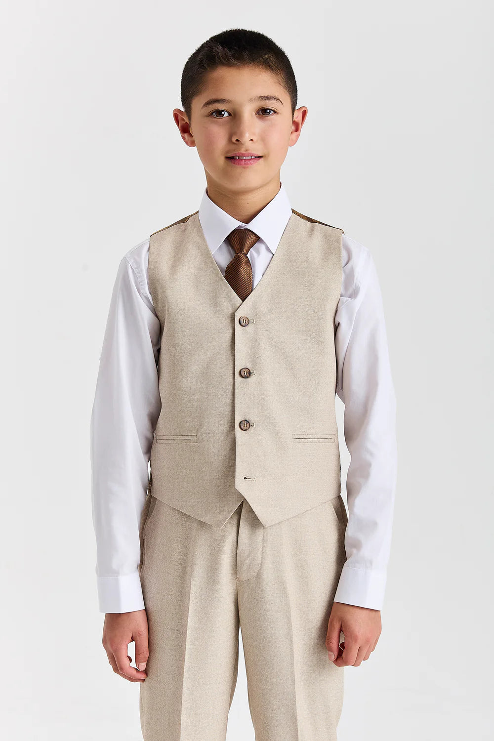Boys 3-Piece Tailored Fit Formal Suit - Belmont - Beige