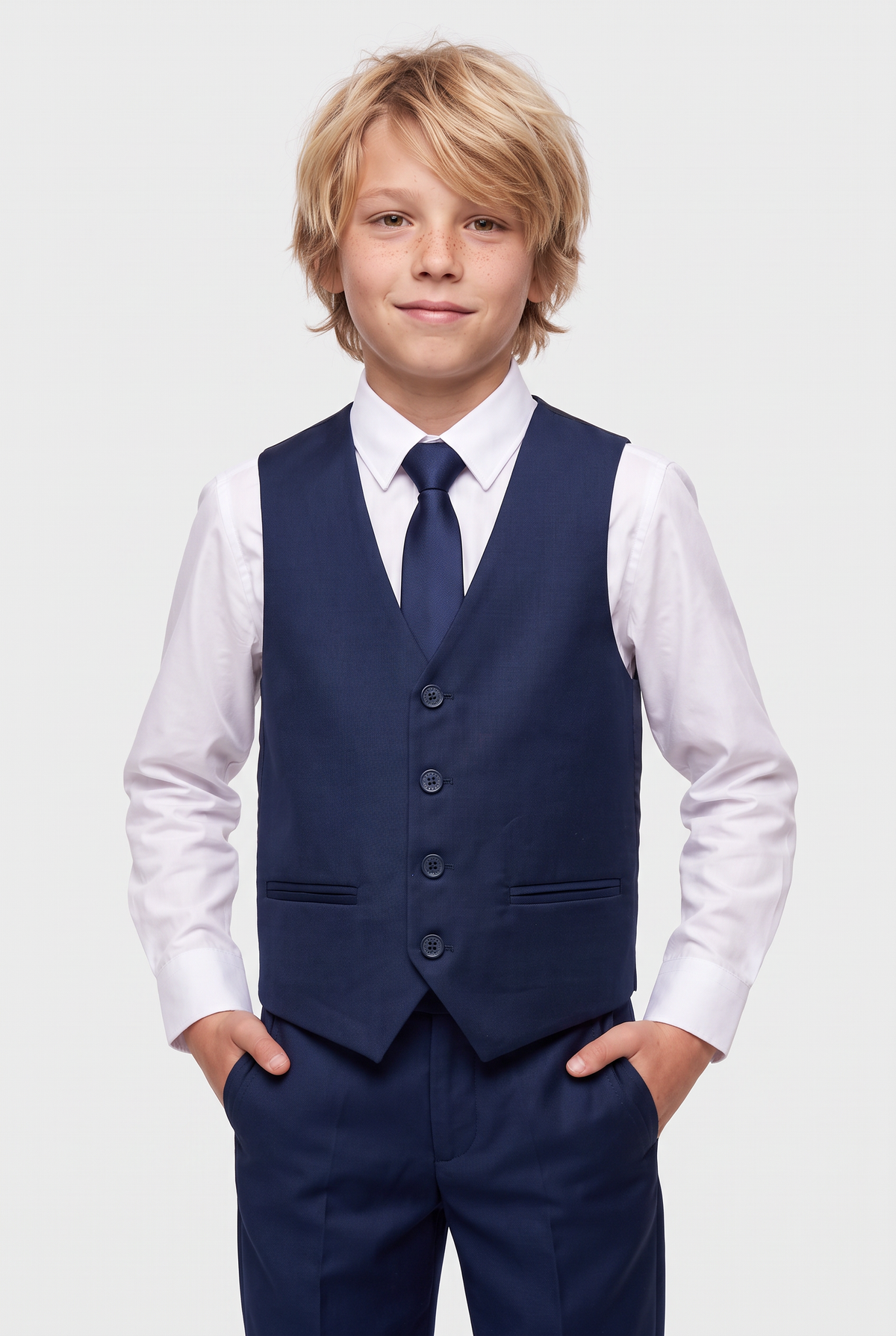 Boys 3-Piece Tailored Fit Suit - Paris - Navy