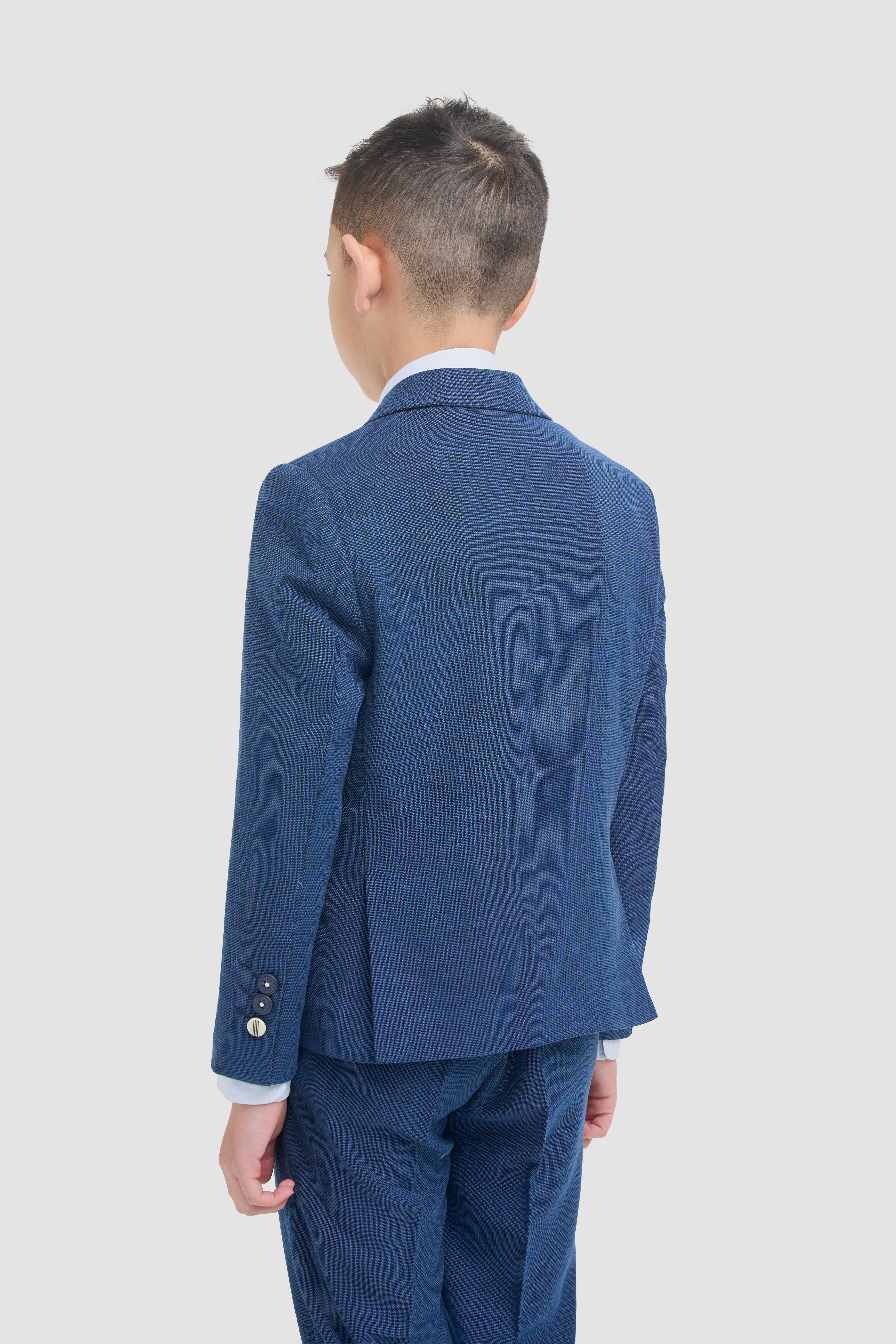 Boys 3-Piece Textured Suit - Miami - Blue