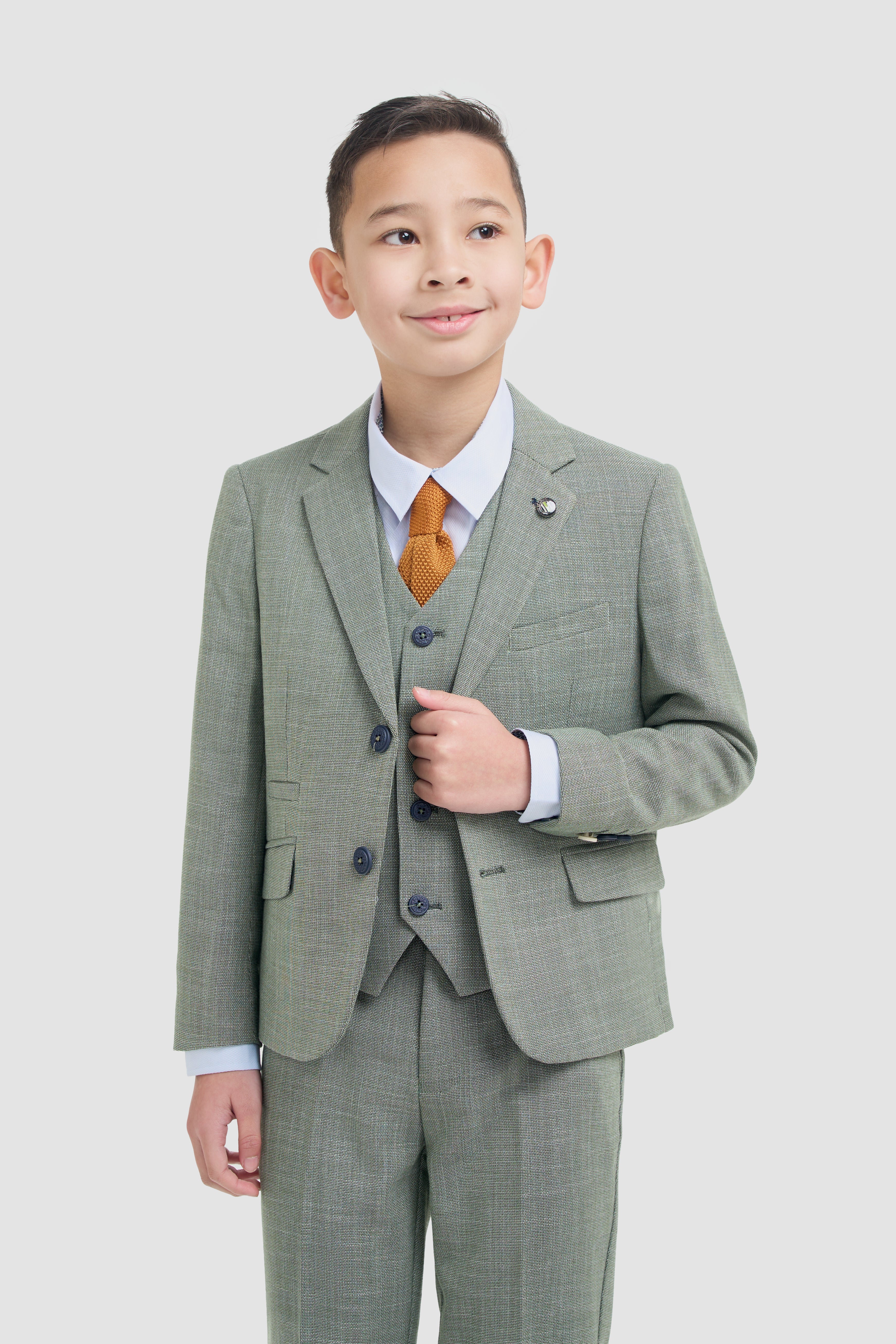 Boys 3-Piece Textured Suit - MIAMI - Sage Green
