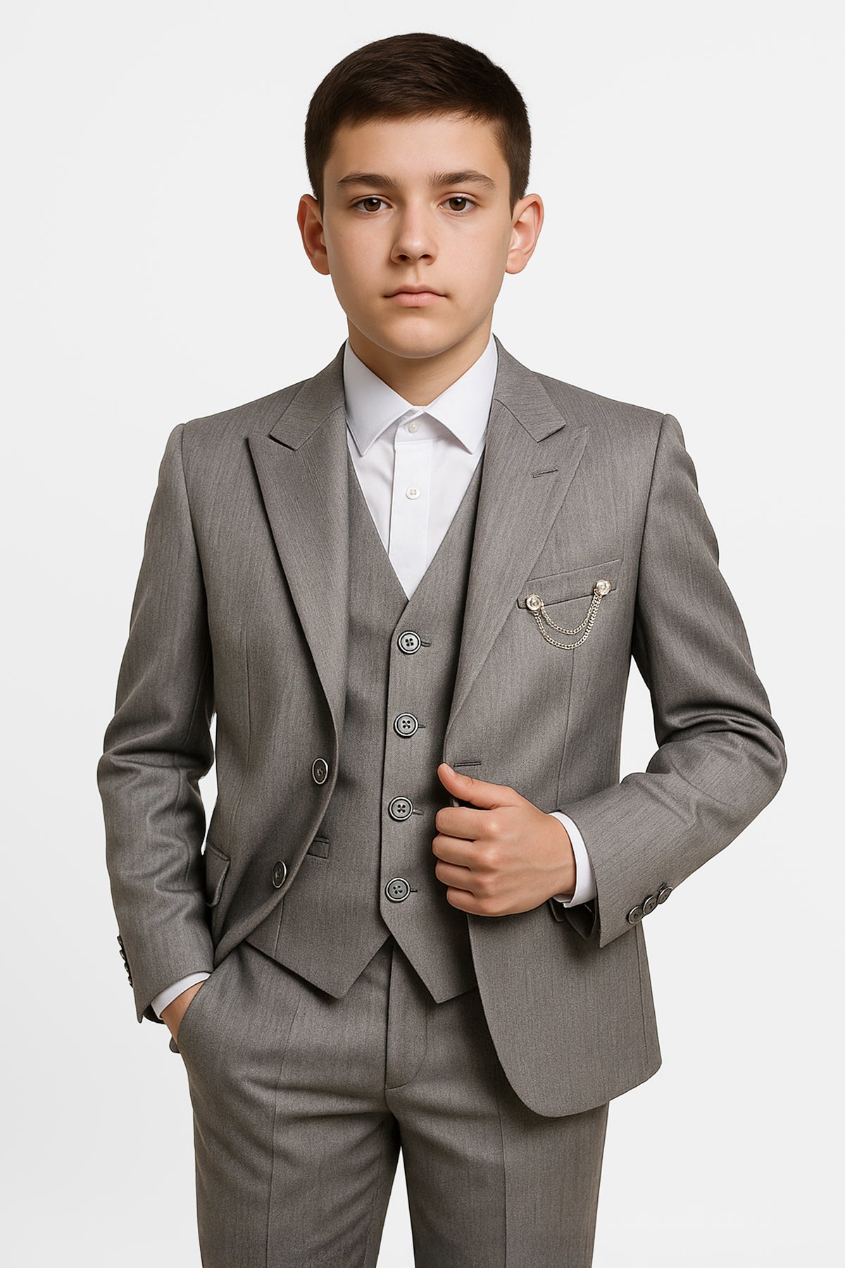 Traje Formal Para Niño De 4 Piezas - Chaqueta Texturizada, Camisa, Pantalón Y Pajarita, Tallas 3-16 Años