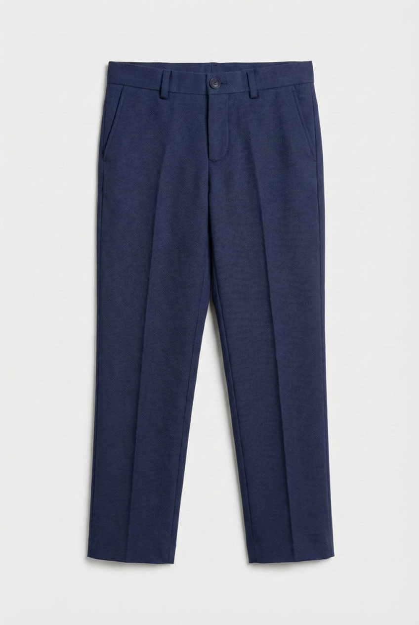 Boys 4-Piece Textured Waistcoat Suit - Navy