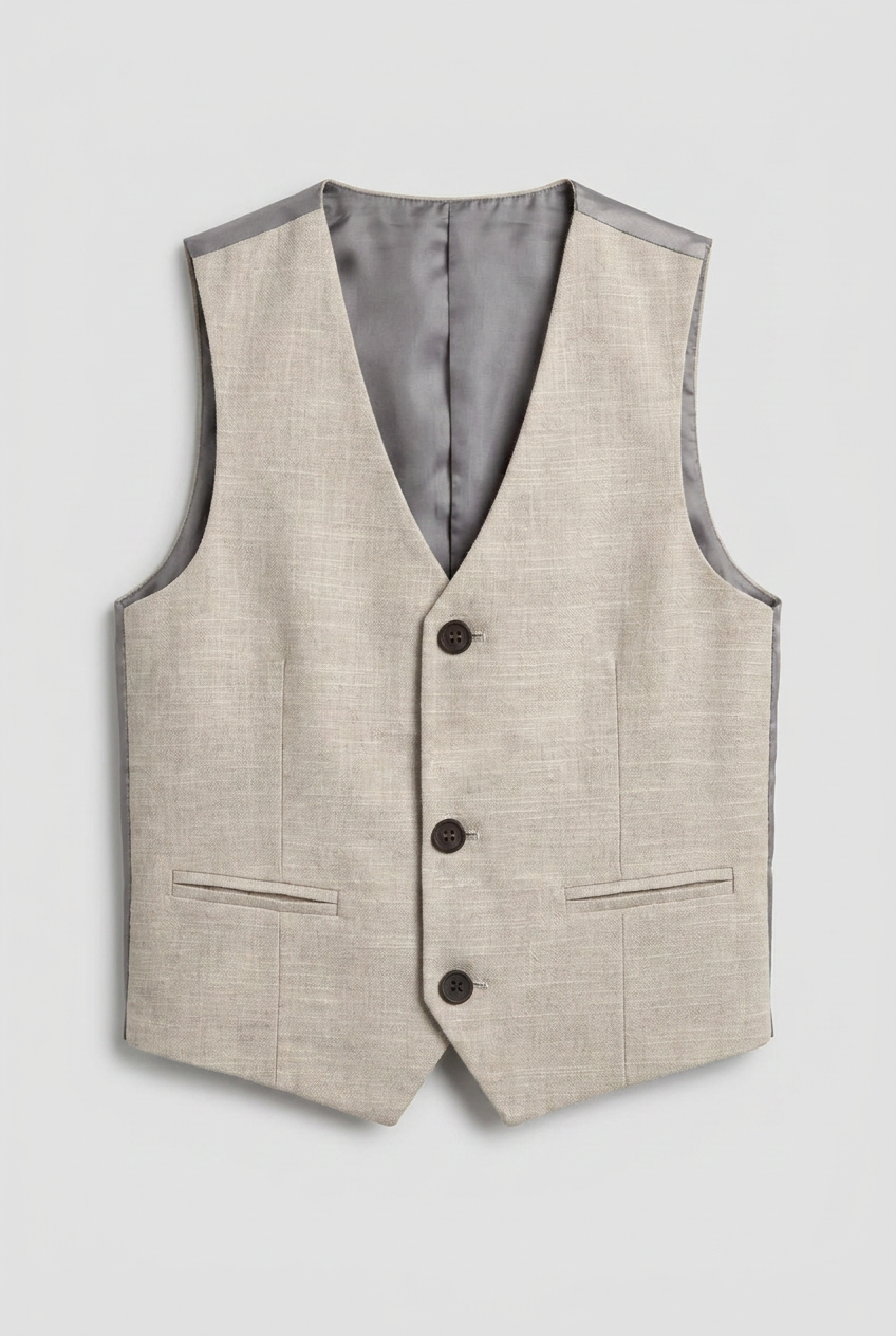 Boys 5-Piece Cotton Smart Casual Suit - Beige