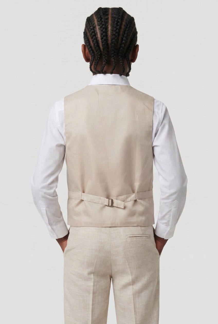 Boys 5-Piece Cotton Smart Casual Suit - Cream