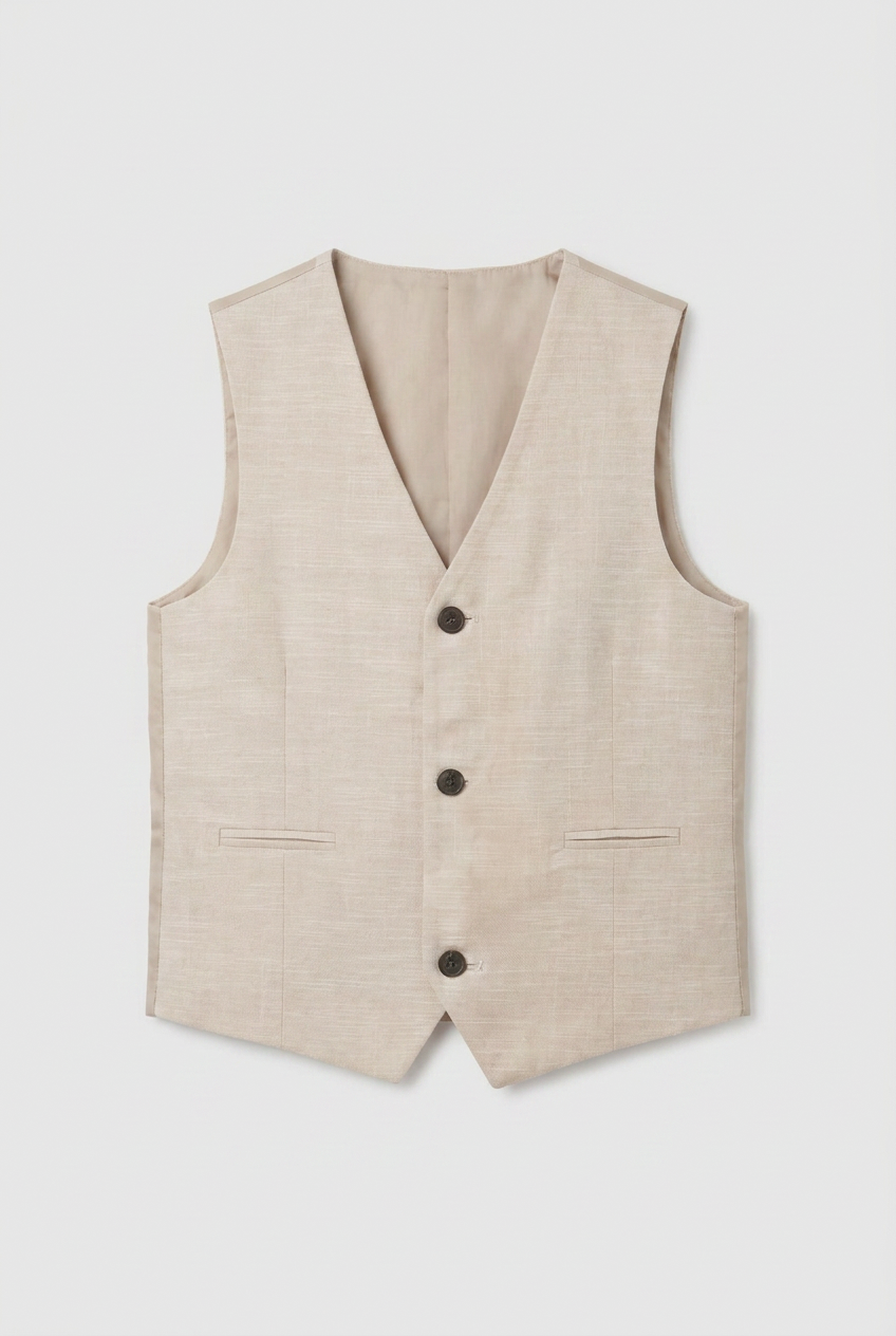 Boys 5-Piece Cotton Smart Casual Suit - Cream
