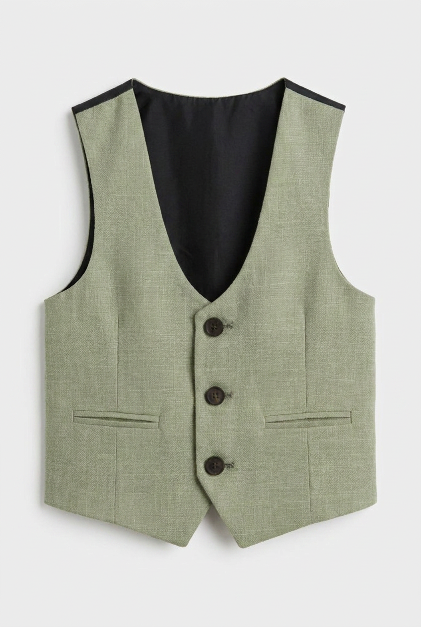 Boys 5-Piece Cotton Smart Casual Suit - Sage Green