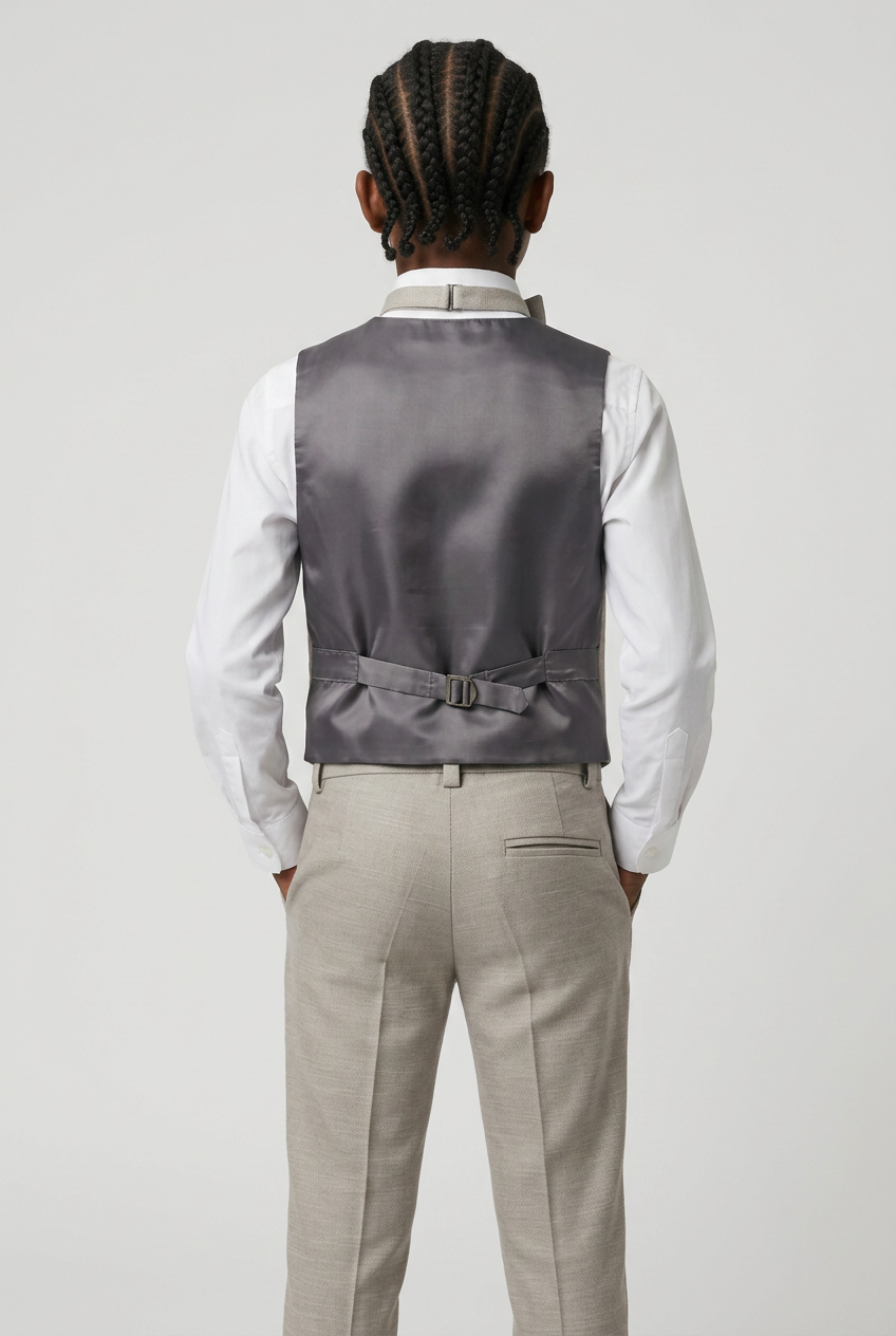 Boys 5-Piece Cotton Smart Casual Suit - Stone Grey