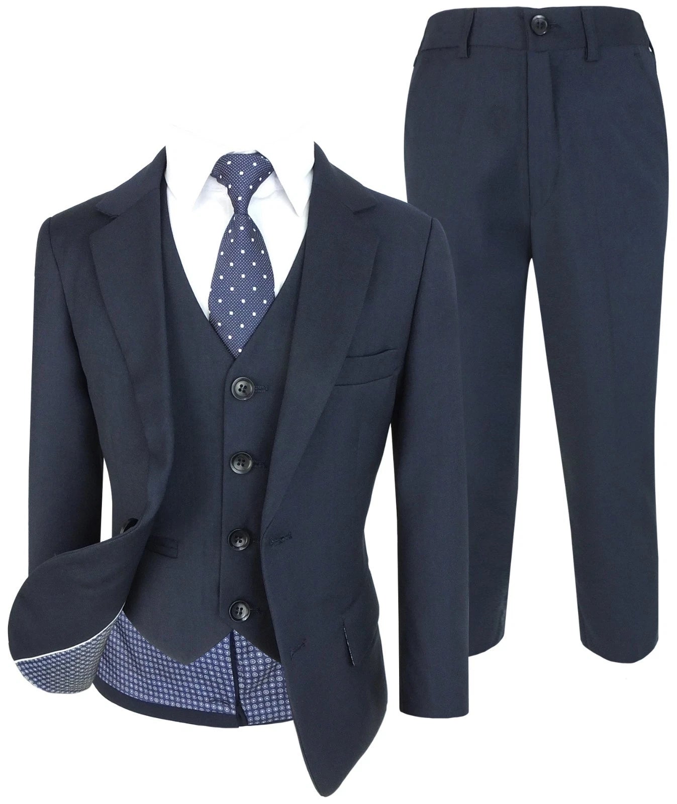 Boys 5-Piece Formal Suit Set - Style 524 Navy