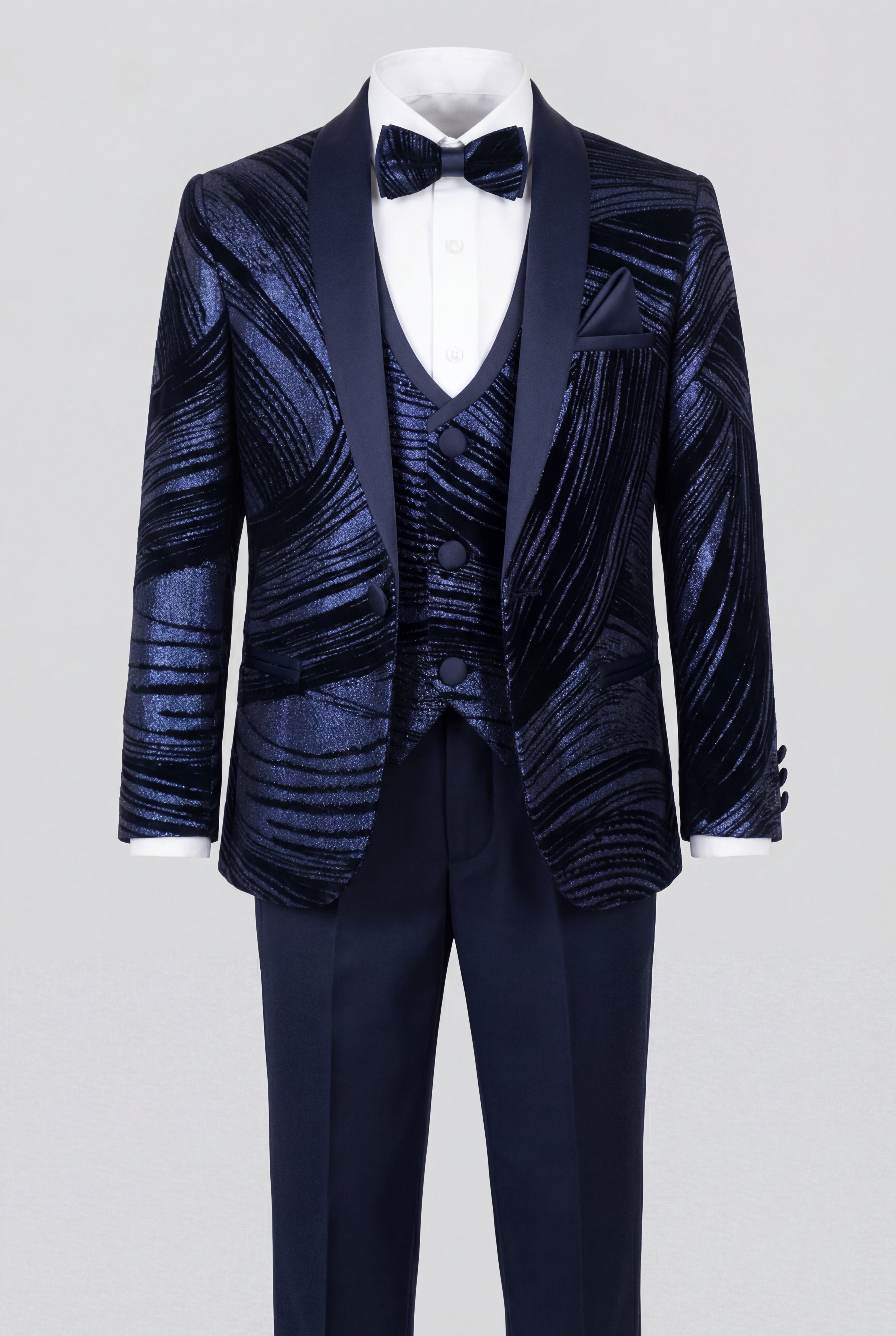 Boys 5-Piece Metallic Jacquard Tuxedo Suit - Parliament Suit Picture