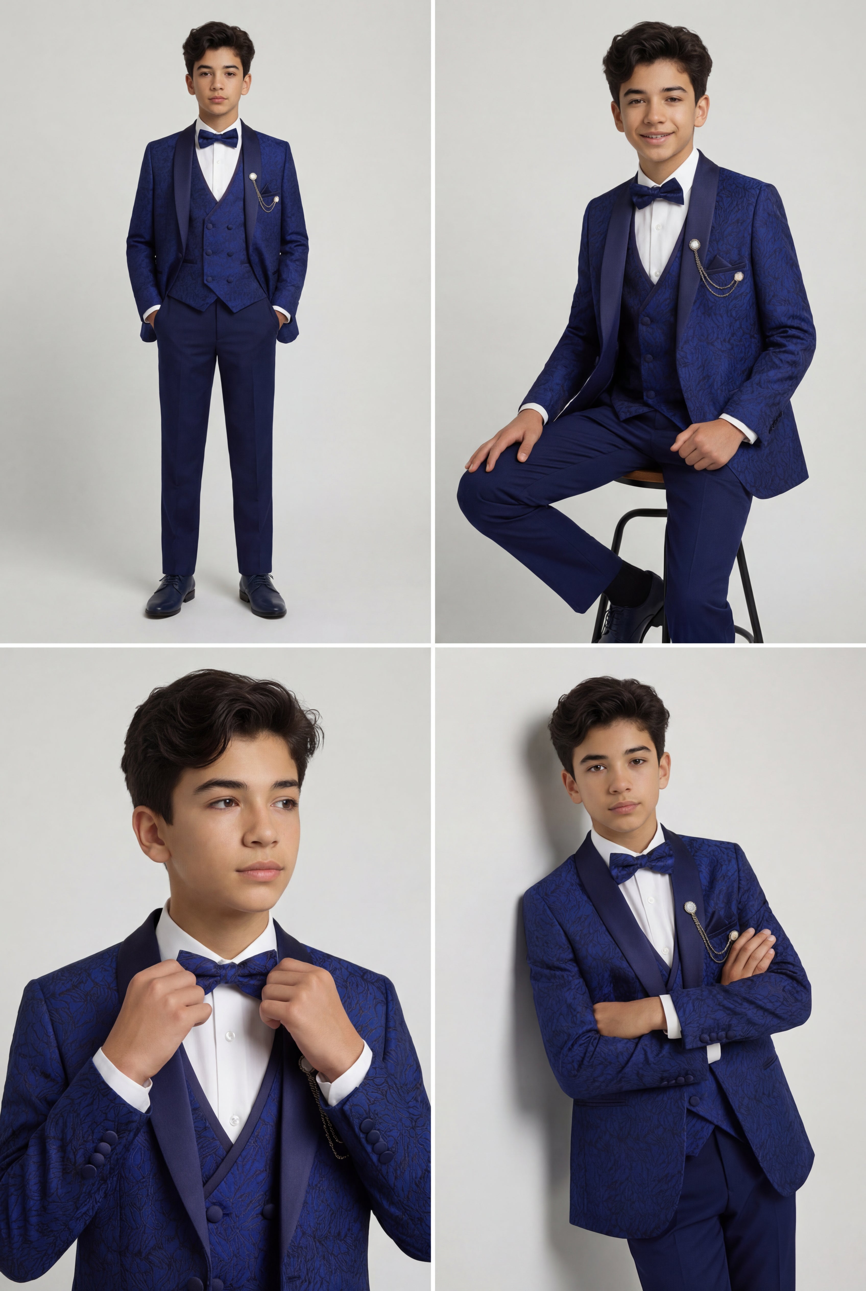 Boys 5-Piece Parliament Jacquard Tuxedo Suit