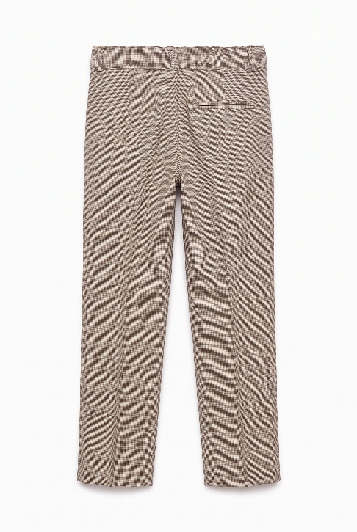 Boys 5-Piece Slim Fit Windowpane Check Suit - Ekose - CREAM & TAUPE BROWN trousers  back picture