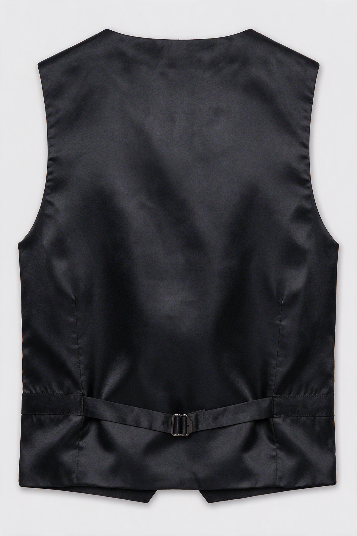 Boys 5-Piece Slim Fit Windowpane Check Suit - Ekose Dark Grey Waistcoat Back  Picture