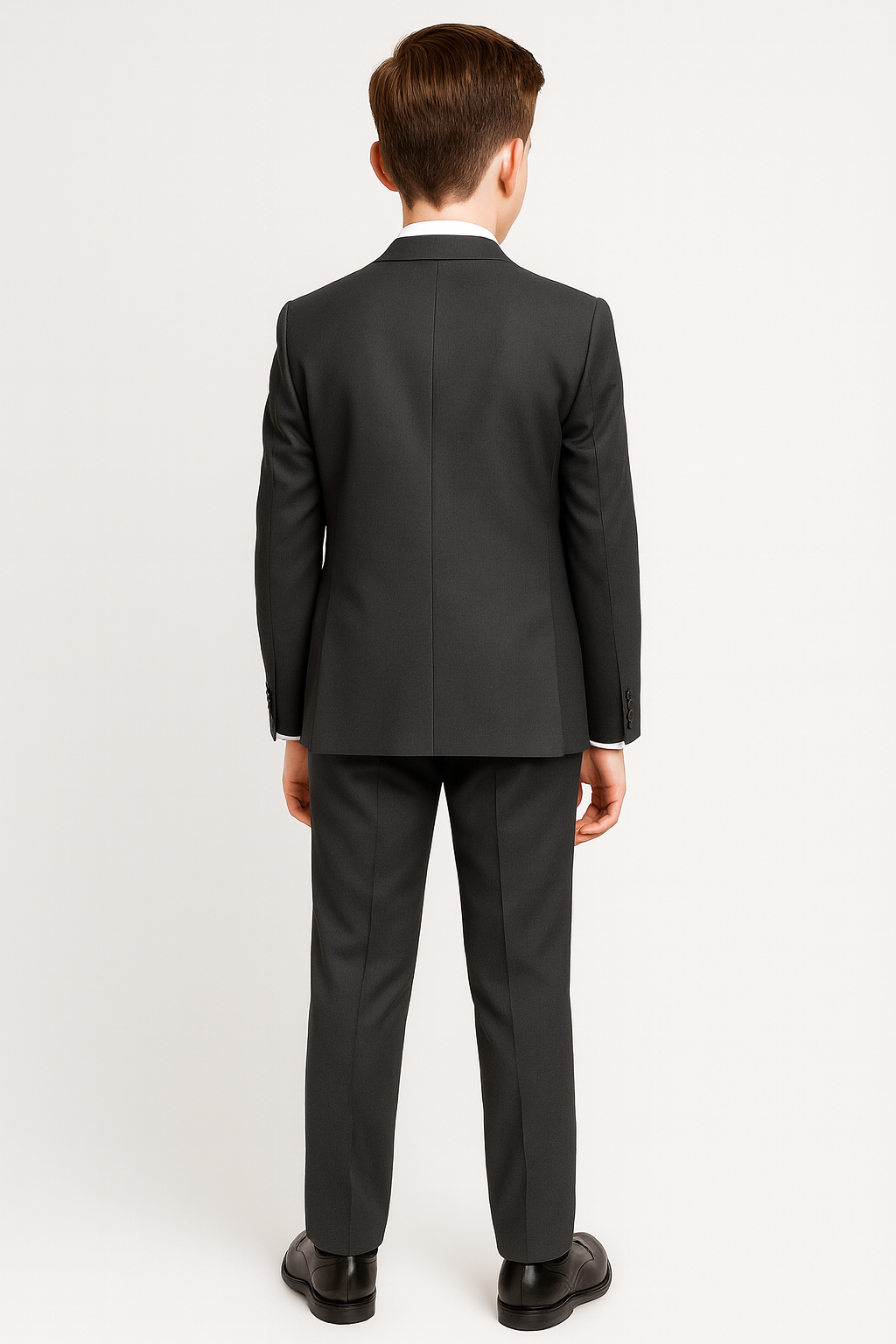 Boys 5-Piece Tailored Fit Formal Suit - Grant - Charcoal Grey Back Picture