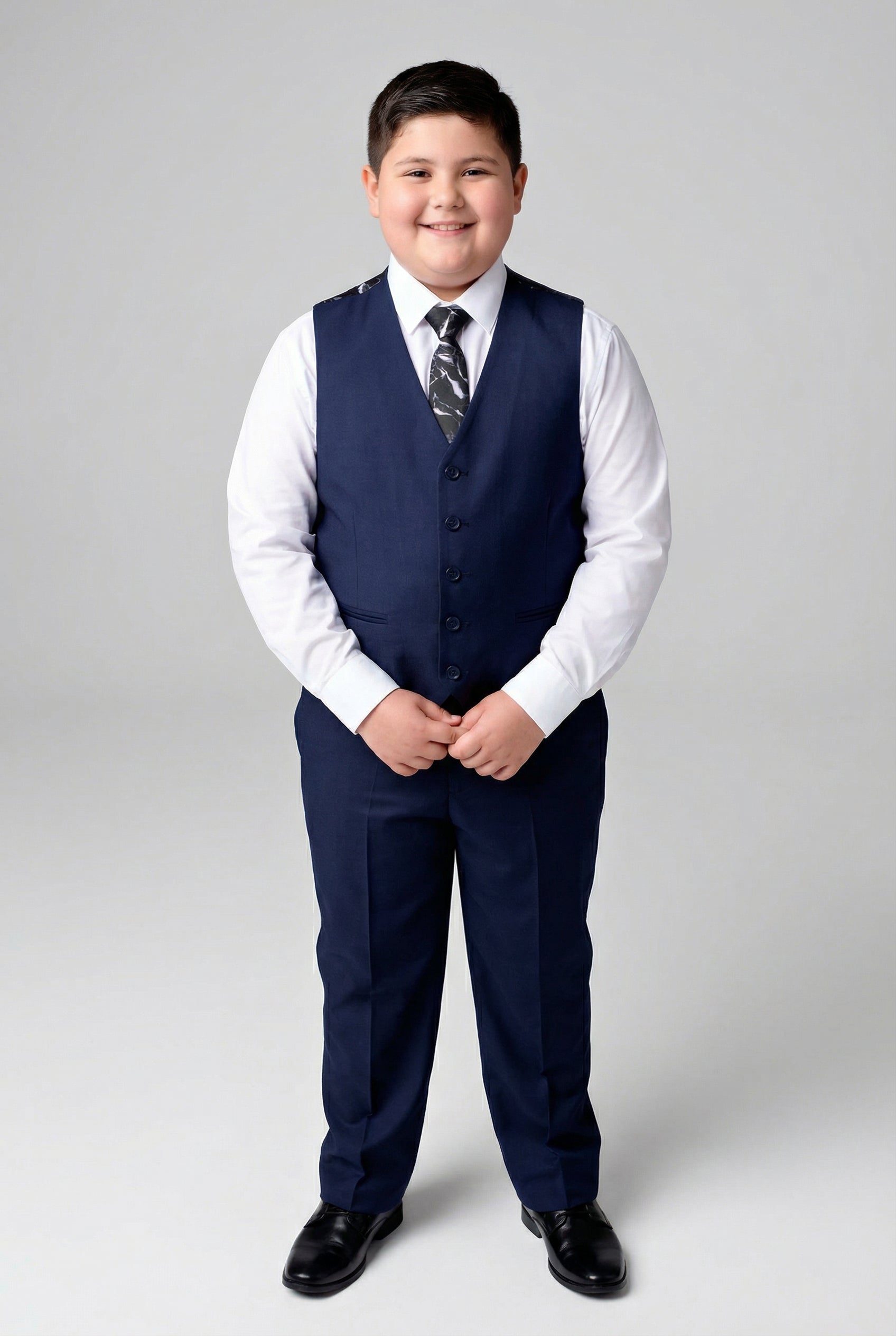 Boys 5-Piece Tailored Fit Formal Suit - Grant - Navy Blue