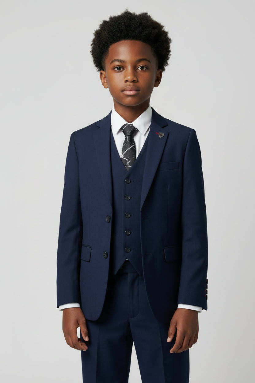 Boys 5-Piece Tailored Fit Formal Suit - Grant - Navy Blue