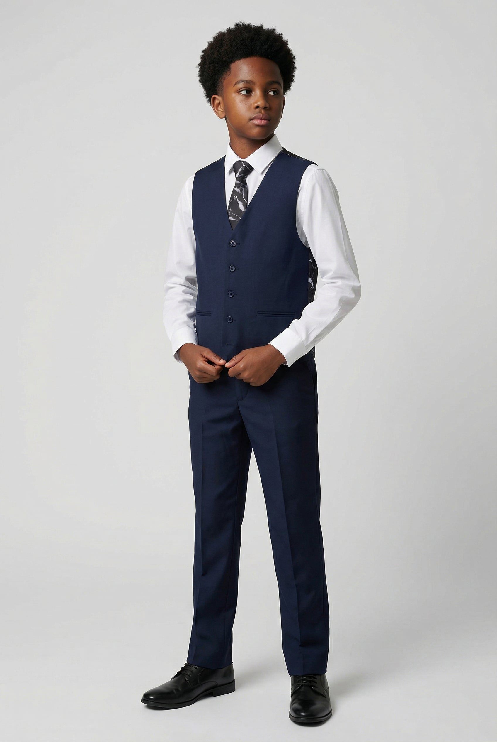 Boys 5-Piece Tailored Fit Formal Suit - Grant - Navy Blue