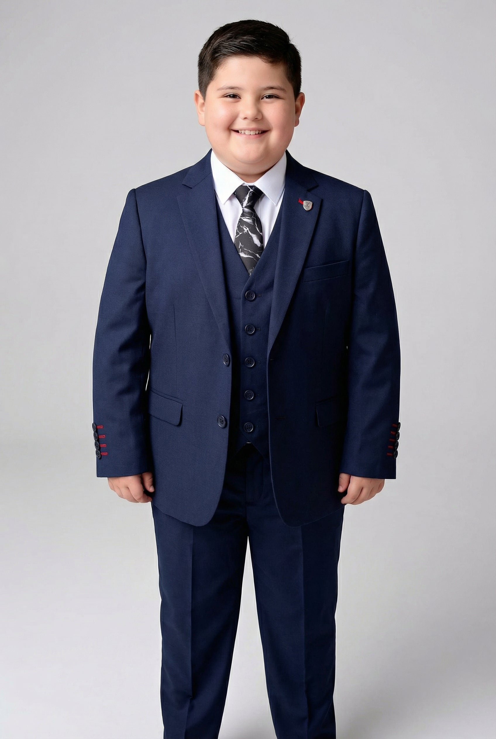 Boys 5-Piece Tailored Fit Formal Suit - Grant - Navy Blue