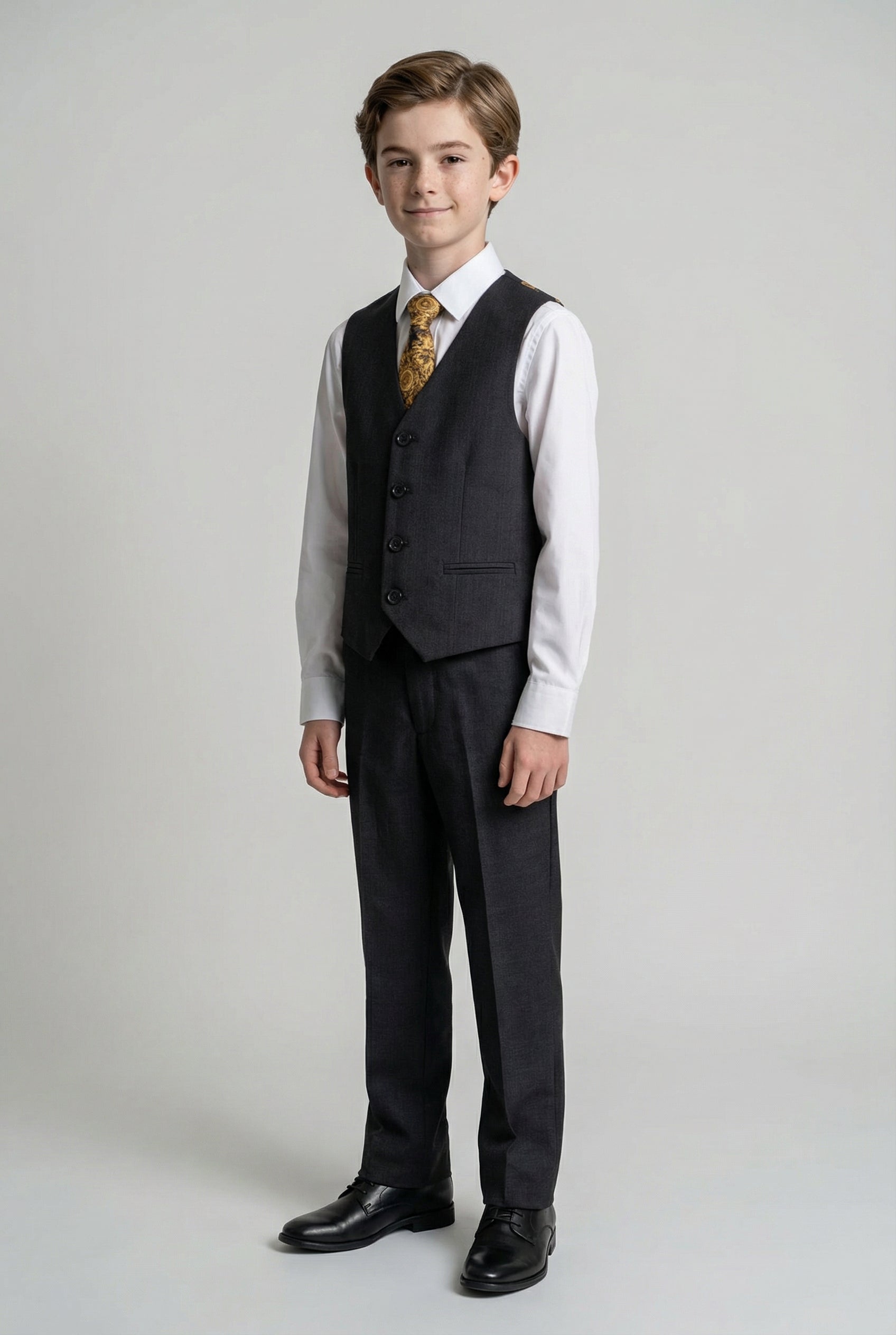 Boys 5-Piece Tailored Fit Twill Suit - Jeremy - Black