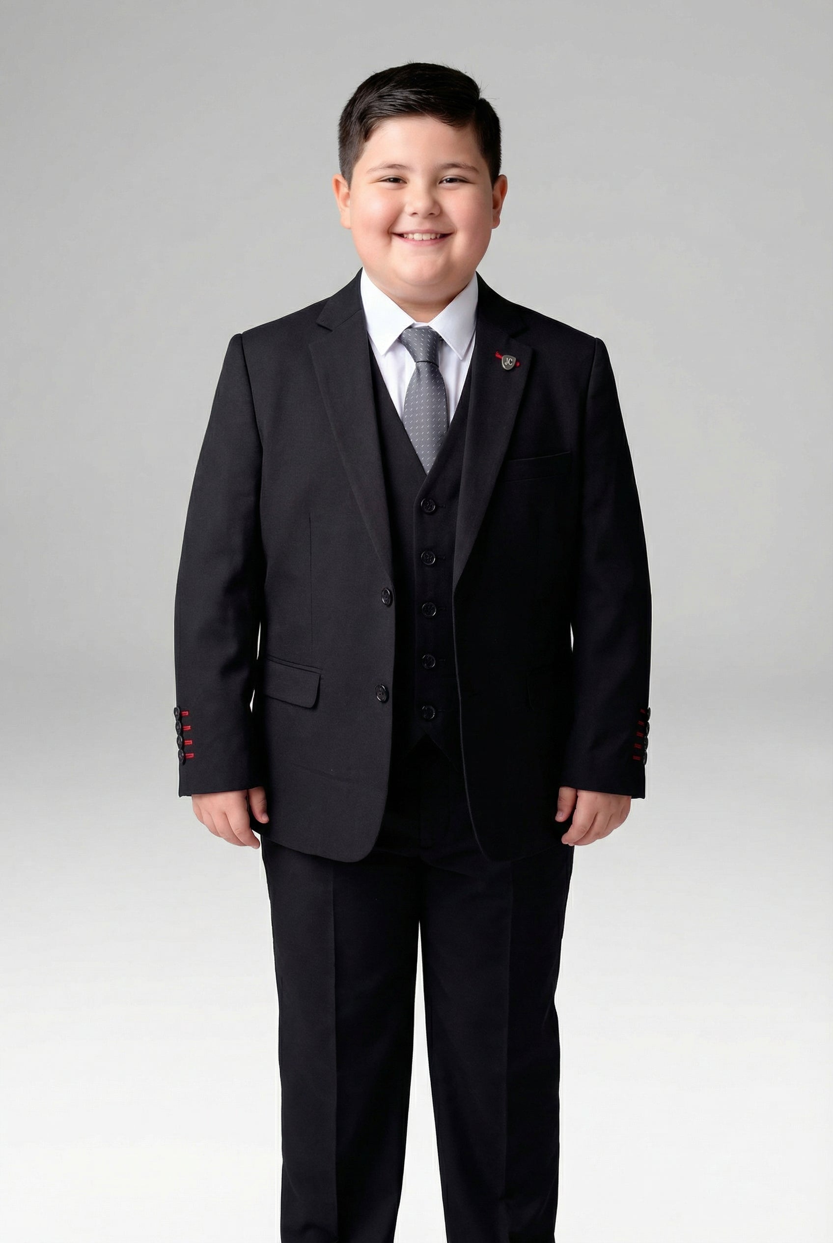 Boys 5-Piece Tailored Fit Twill Suit - Oscar - Black