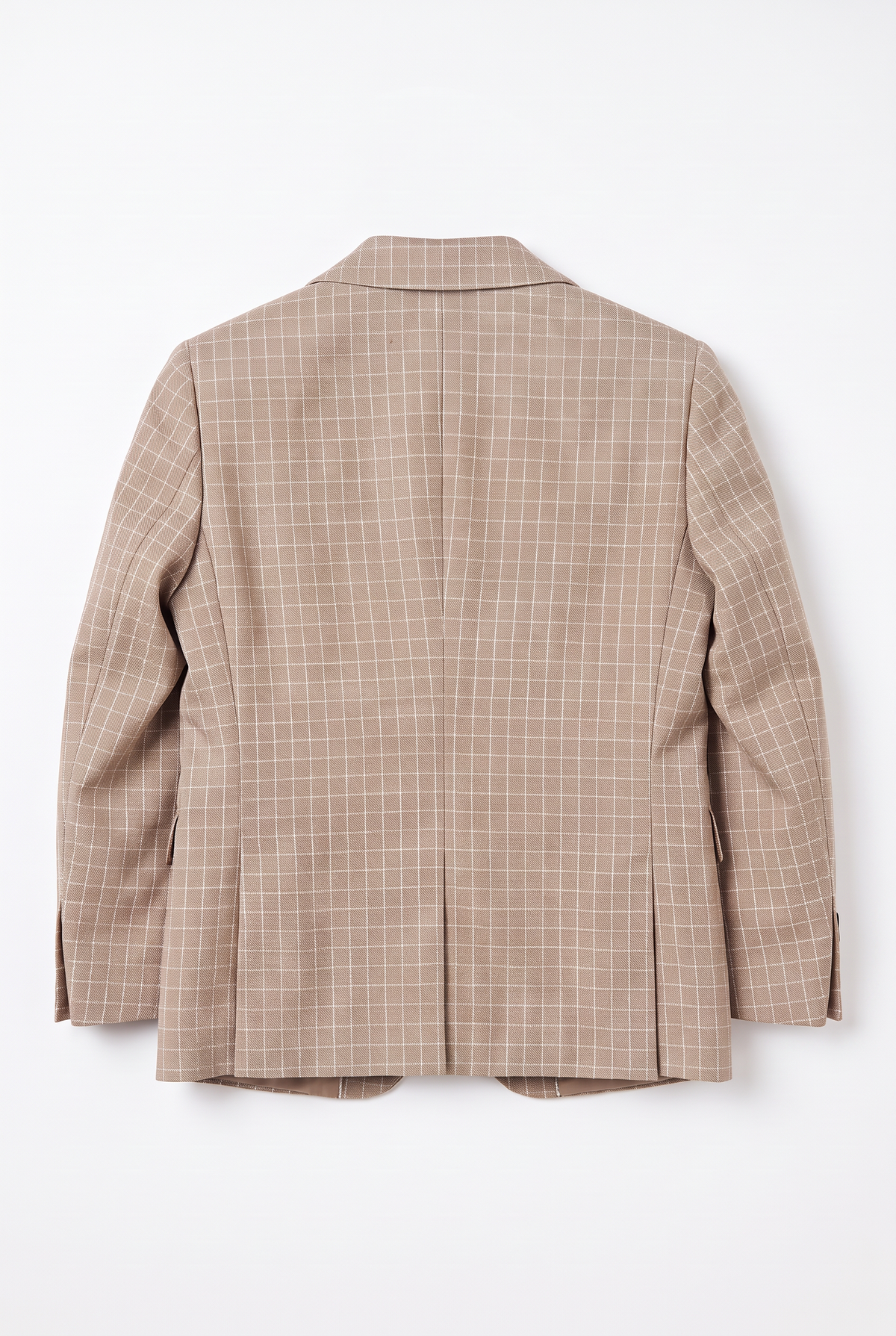 Boys 5-Piece Textured Micro Windowpane Check Suit - KARELI- Camel Blazer Back Picture Picture