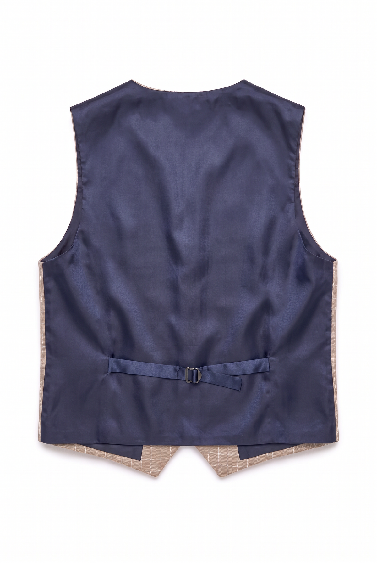 Boys 5-Piece Textured Micro Windowpane Check Suit - KARELI- Camel Waistcoat  Back Picture