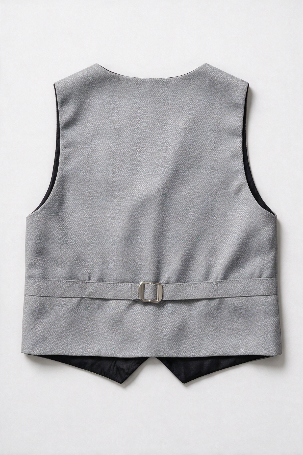 Boys 5-Piece Textured Suit with Double Breasted Waistcoat - Sota Light Grey Waistcoat Back Picture