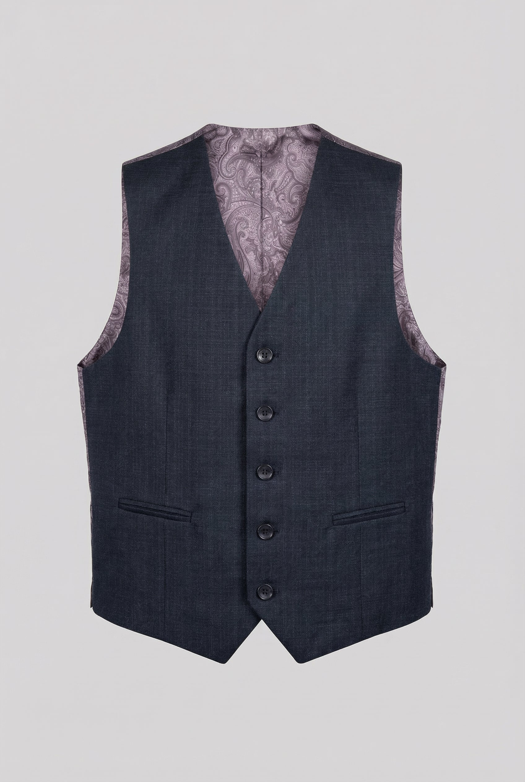 Boys 5-Piece Textured Weave Tailored Fit Suit - LORENZO - Navy Blue