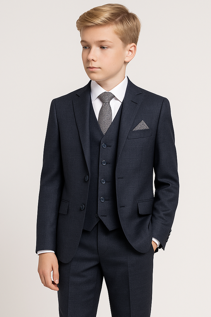 Boys 5-Piece Textured Weave Tailored Fit Suit - Zion