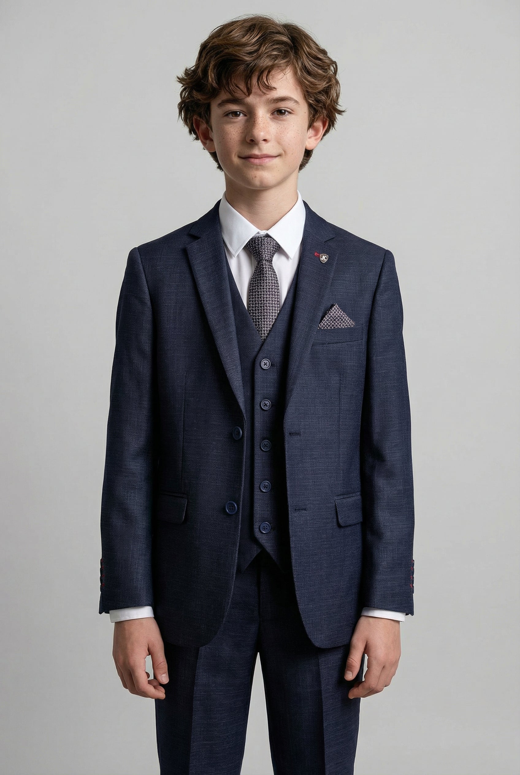 Boys 5-Piece Textured Weave Tailored Fit Suit - Zion