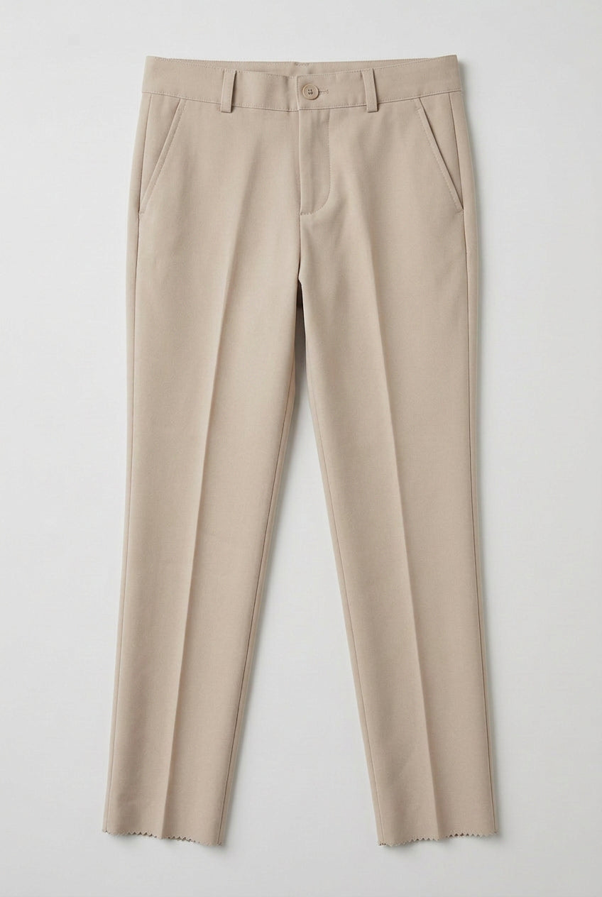 Boys 5-Piece Tuxedo Suit with Removable Velvet Shawl Collar - Beige