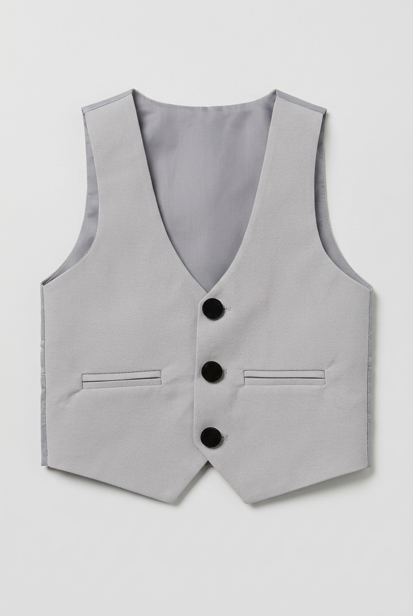 Boys 5-Piece Tuxedo Suit with Removable Velvet Shawl Collar - Grey