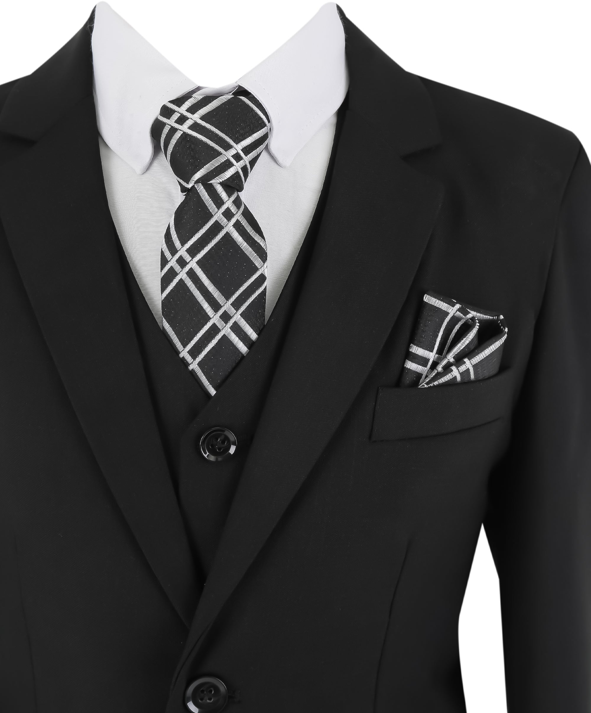 Boys  5 Piece Formal Suit with Waistcoat and Tie - 523 Black