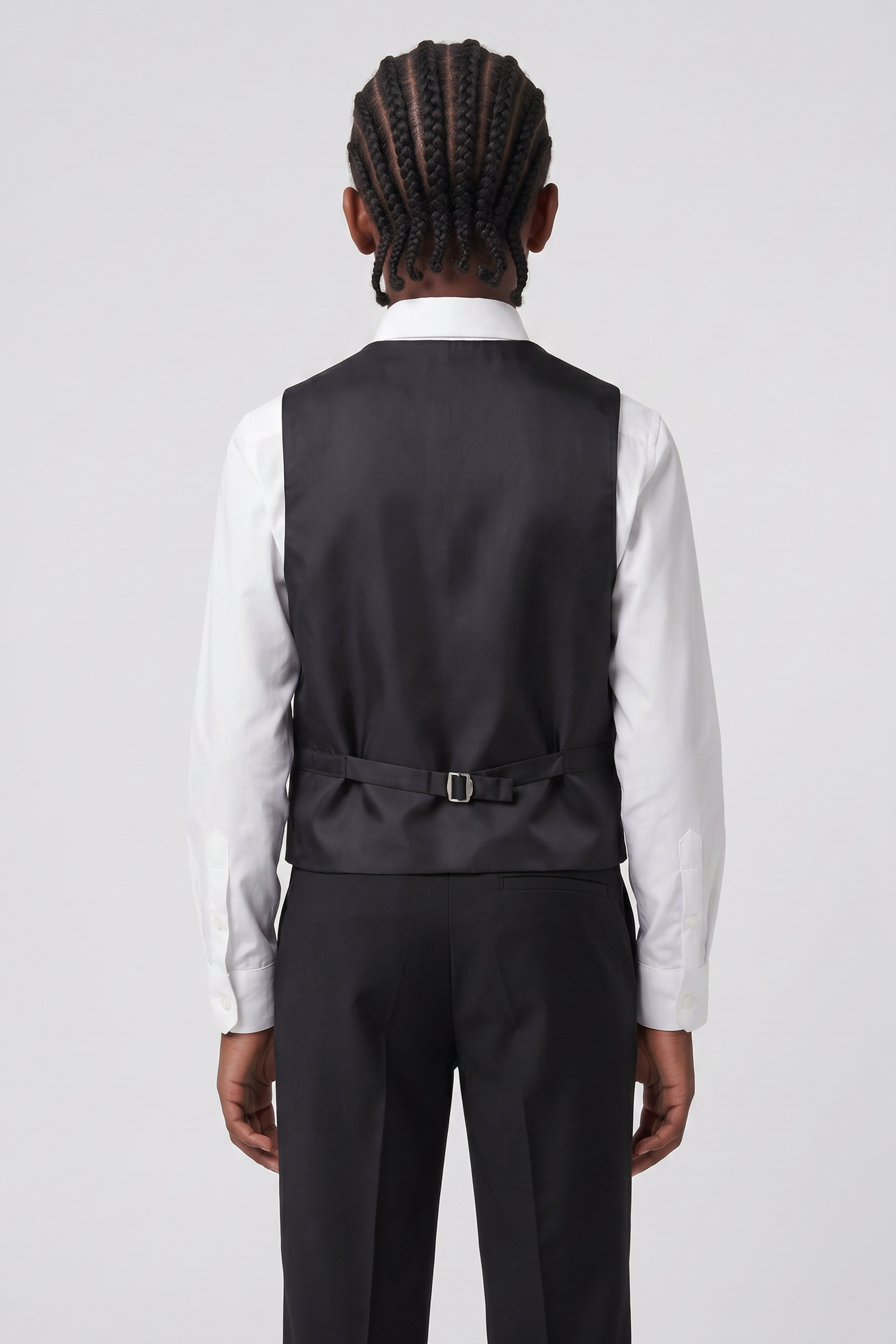 Boys 6-Piece Tuxedo Dinner Suit with Double Breasted Waistcoat - DAMATLIK W - Black