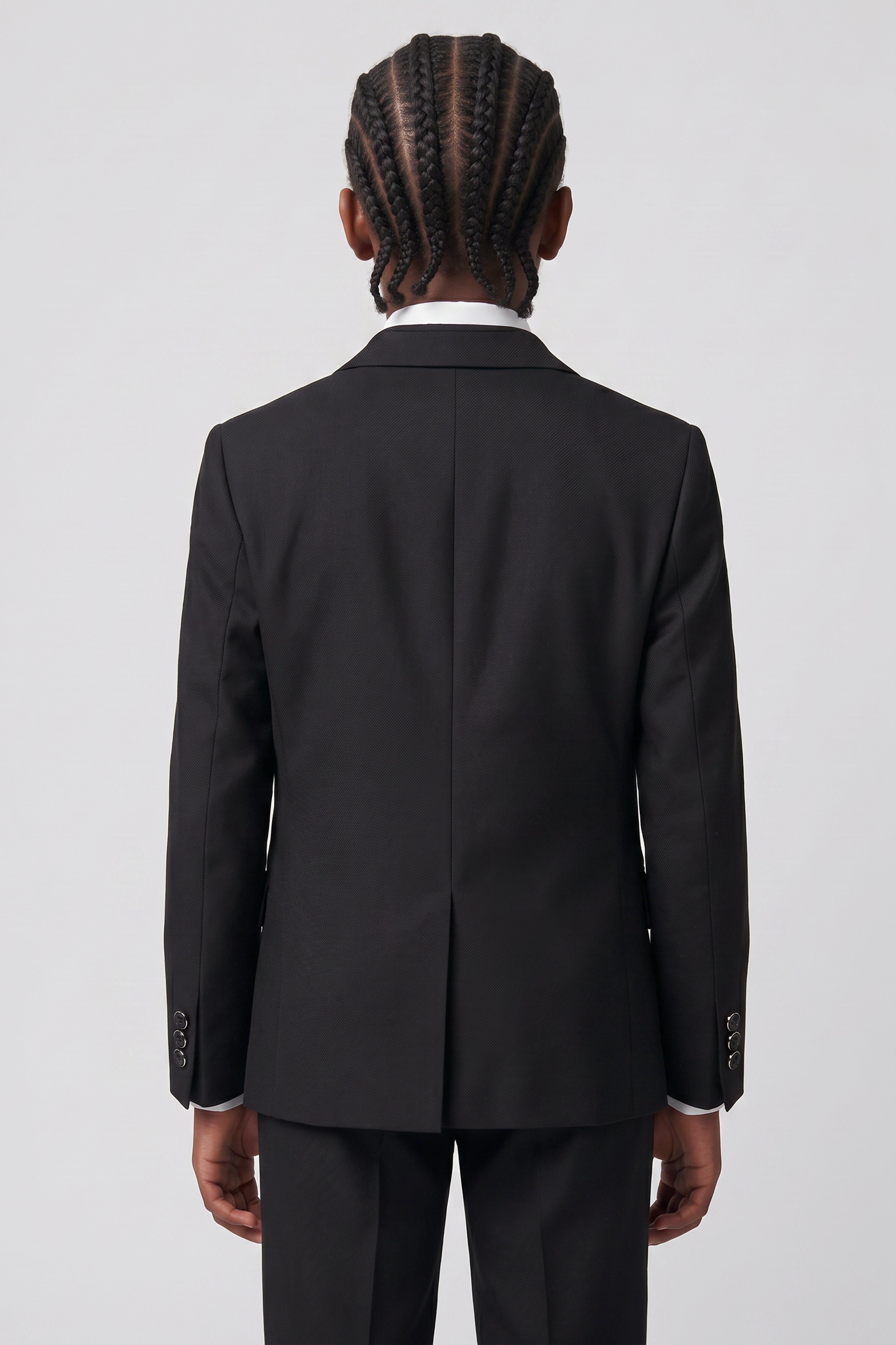 Boys 6-Piece Tuxedo Dinner Suit with Double Breasted Waistcoat - DAMATLIK W - Black