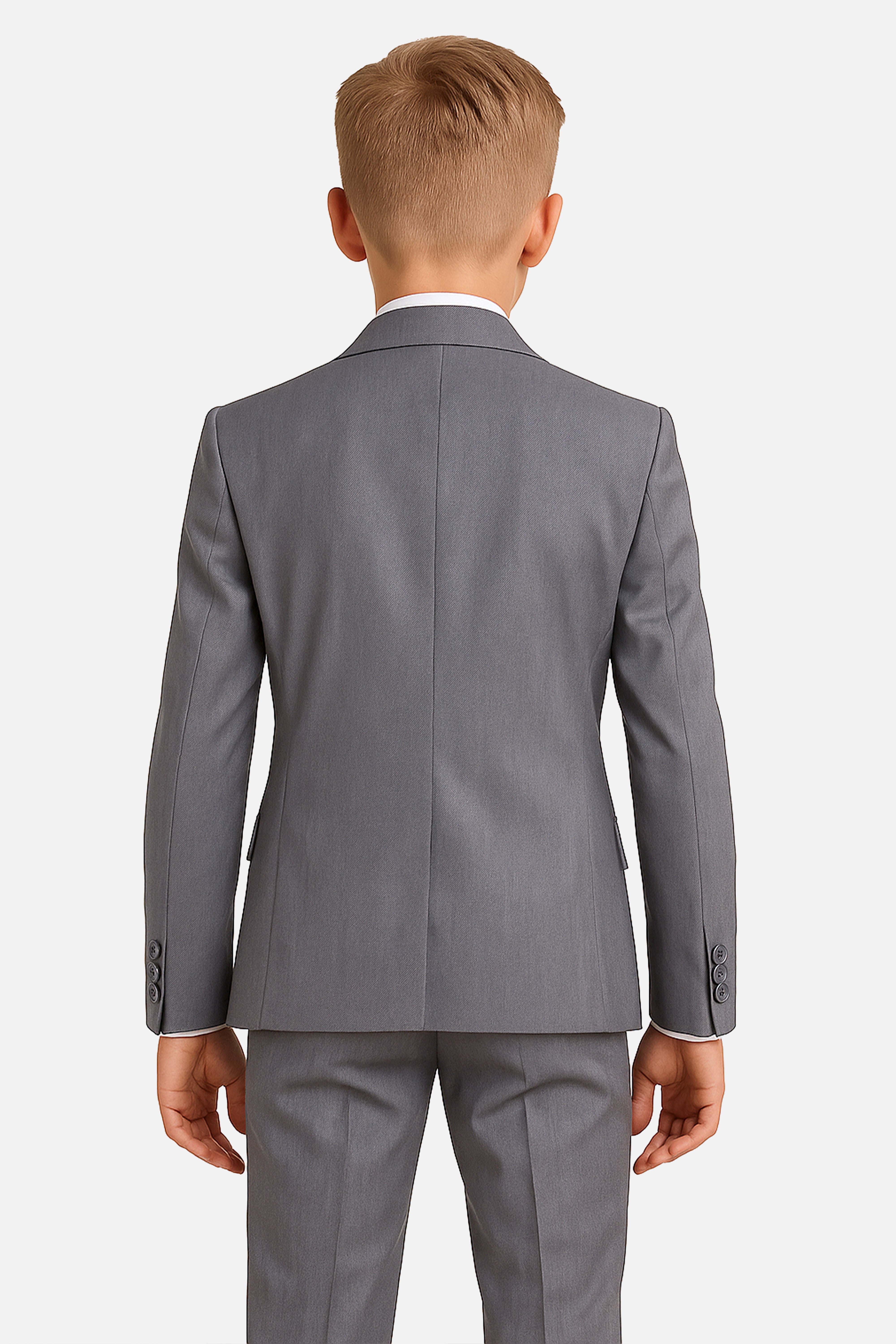Boys 7-Piece Slim Fit Twill Suit - GREY Back Picture