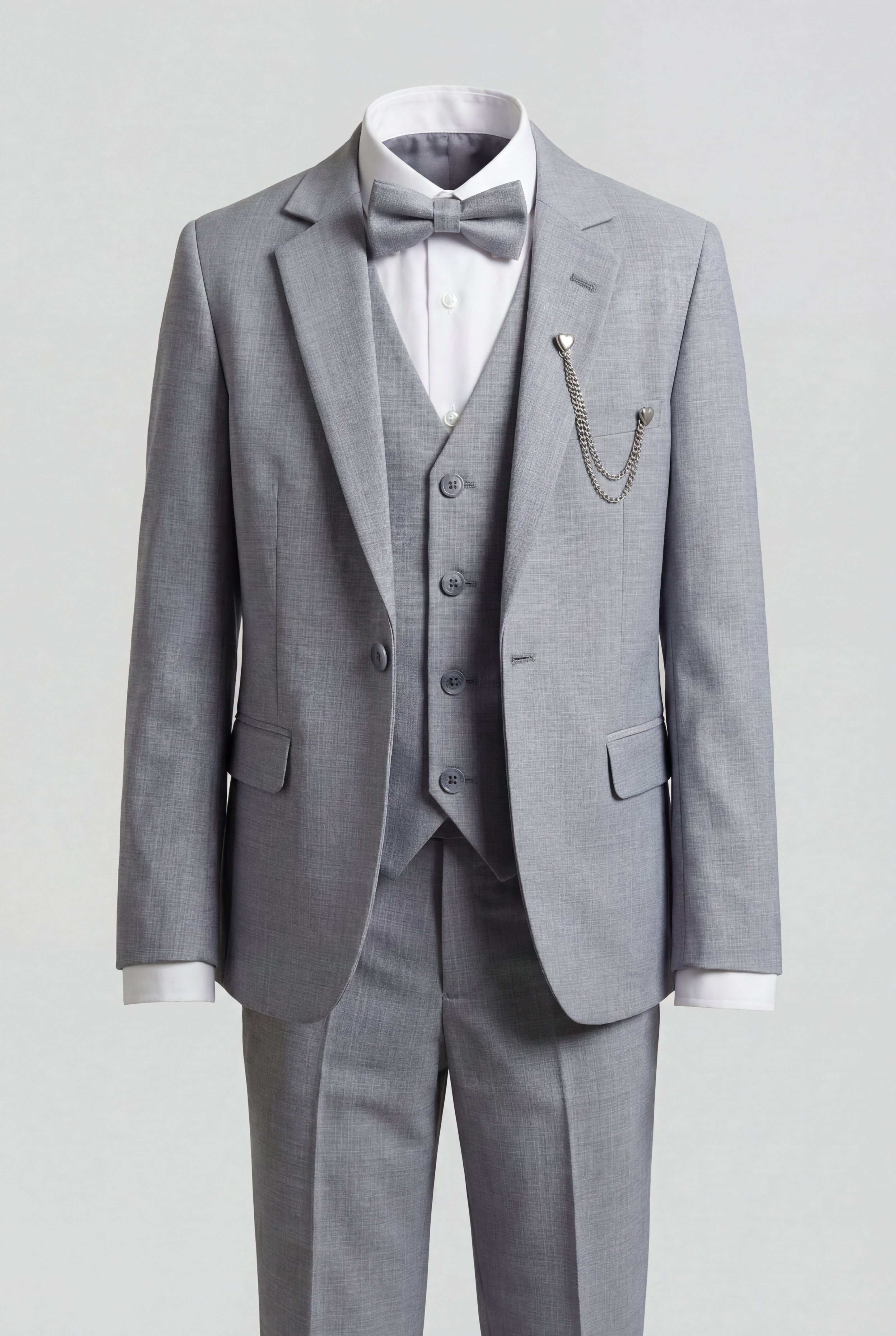 Boys 8-Piece Microcheck Formal Suit - Grey