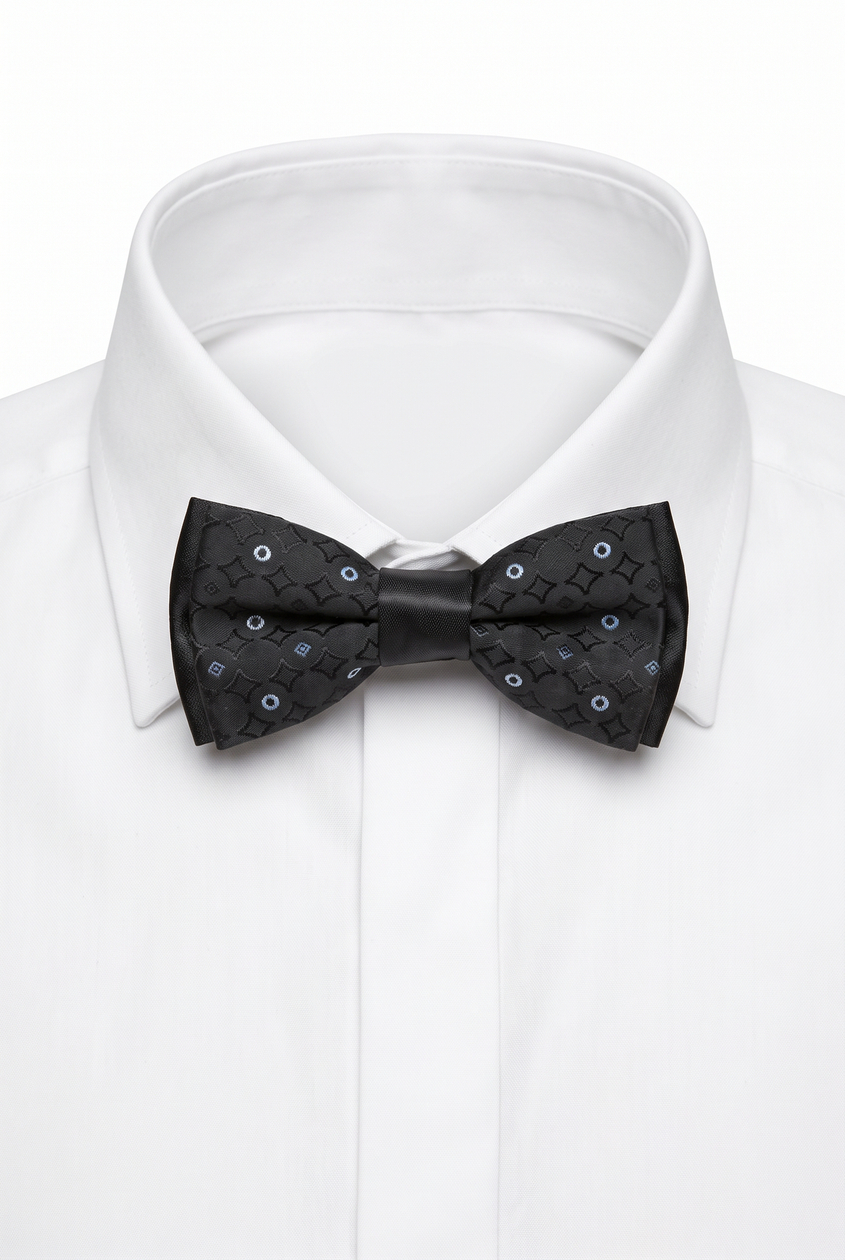 Boys Adjustable Patterned Bow Tie - BWMX - Black with a white shirt