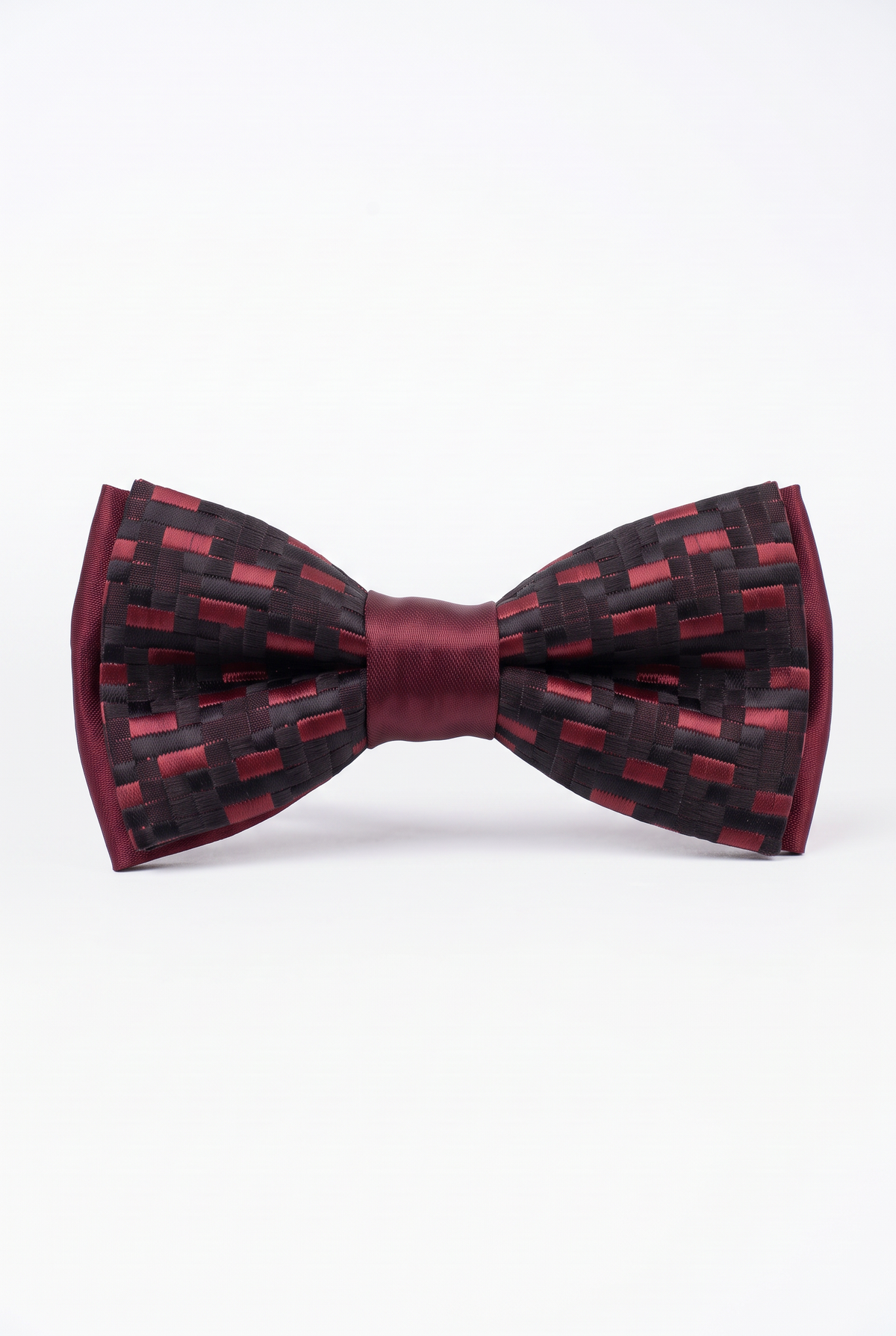 Boys Adjustable Patterned Bow Tie - BWMX - Burgundy and Black