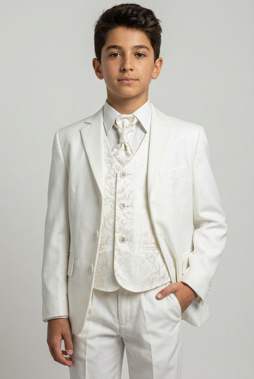 Boys All In One Communion Tailored Fit Suit - Ivory