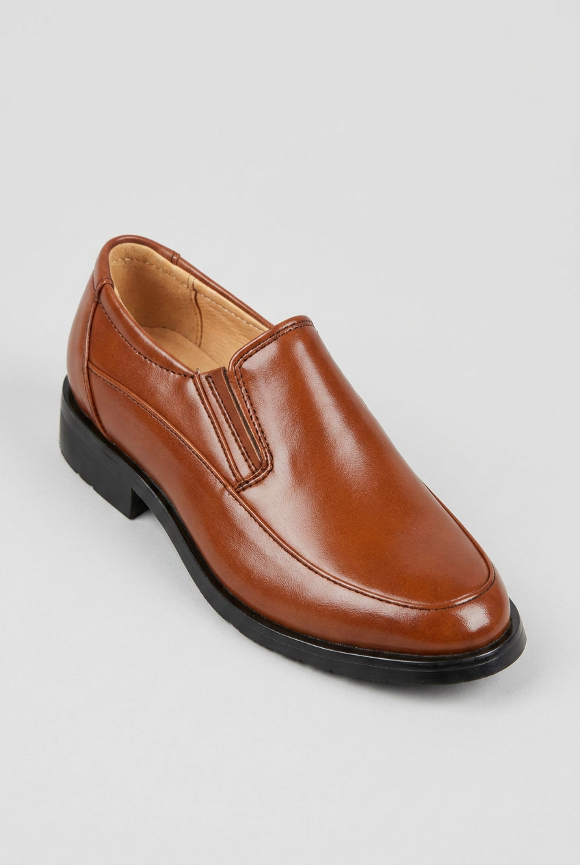 Boys Brown Slip-On Formal Shoes – Patent Dress Loafers for Weddings & Occasions
