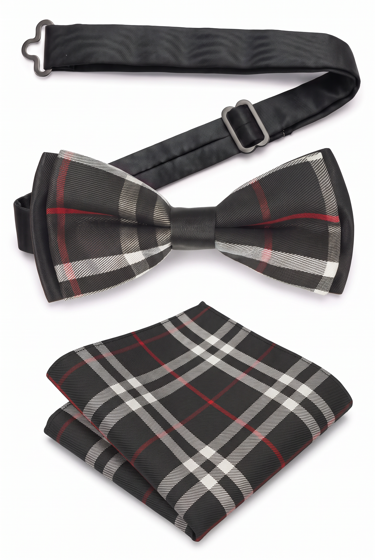 Boys Burberry Style Check Bow Tie Set - Black and Red