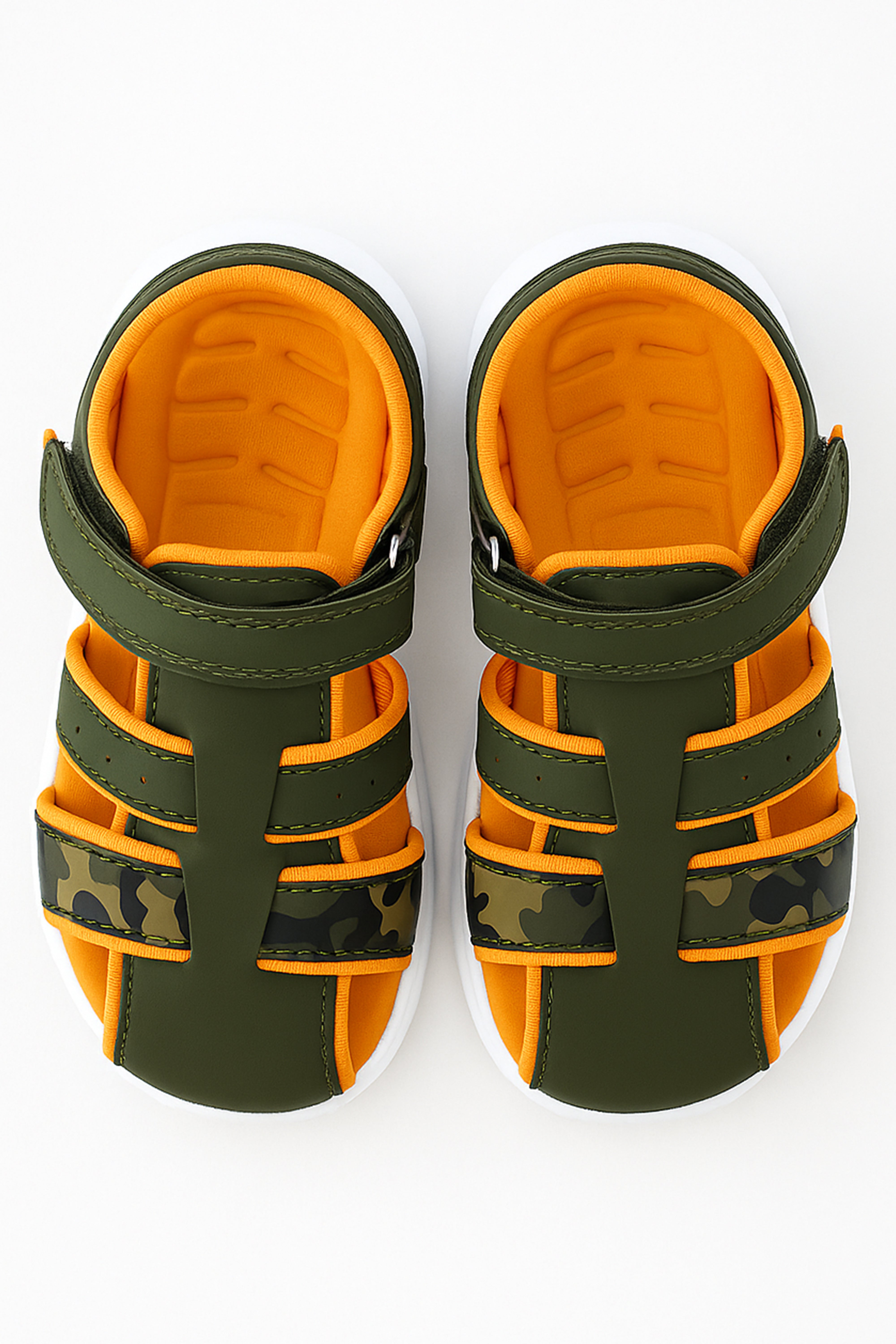 Boys Casual Trekking Summer Sandals - Green Front Picture