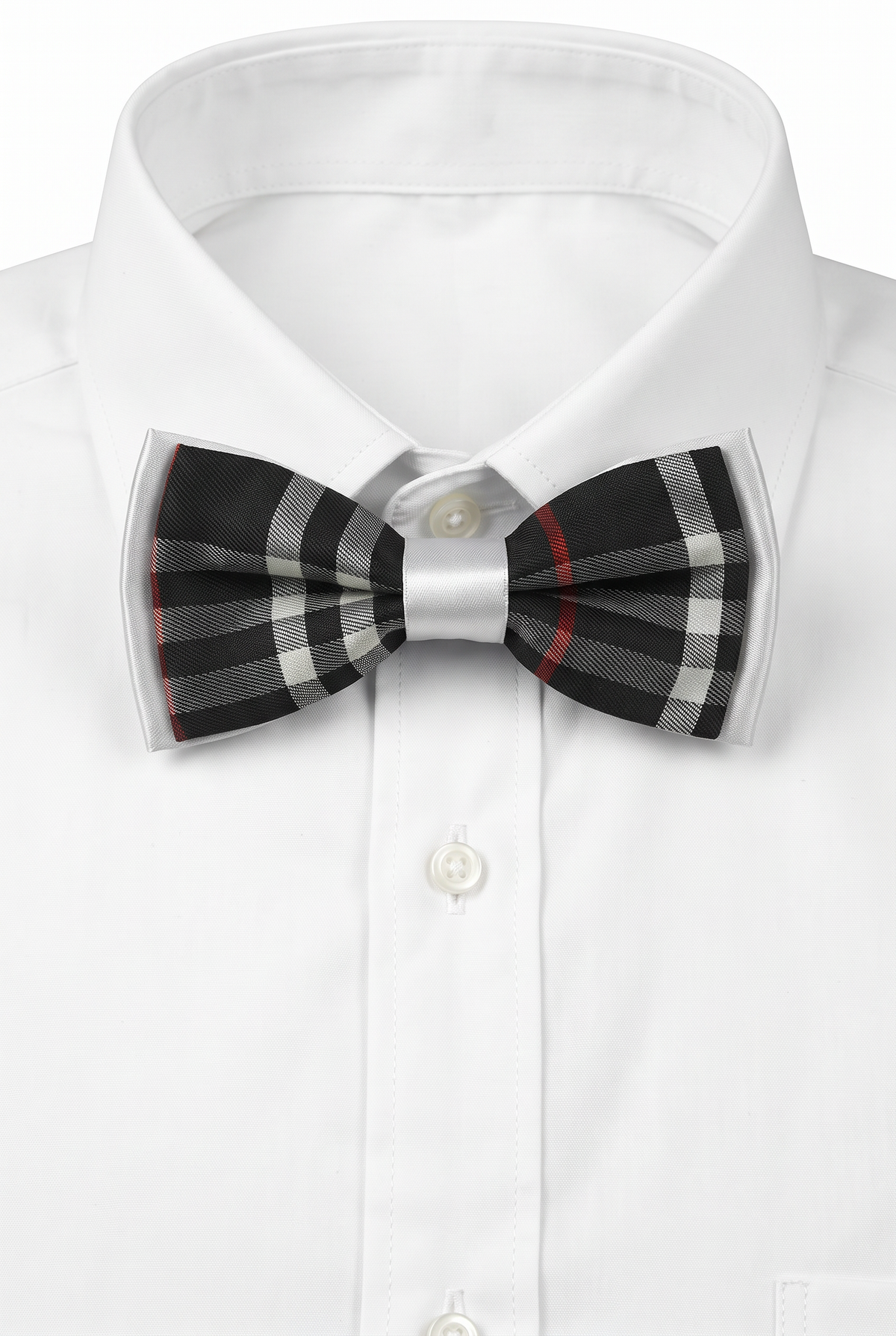 Boys Check Bow Tie Burberry Style with Strap - Black - White