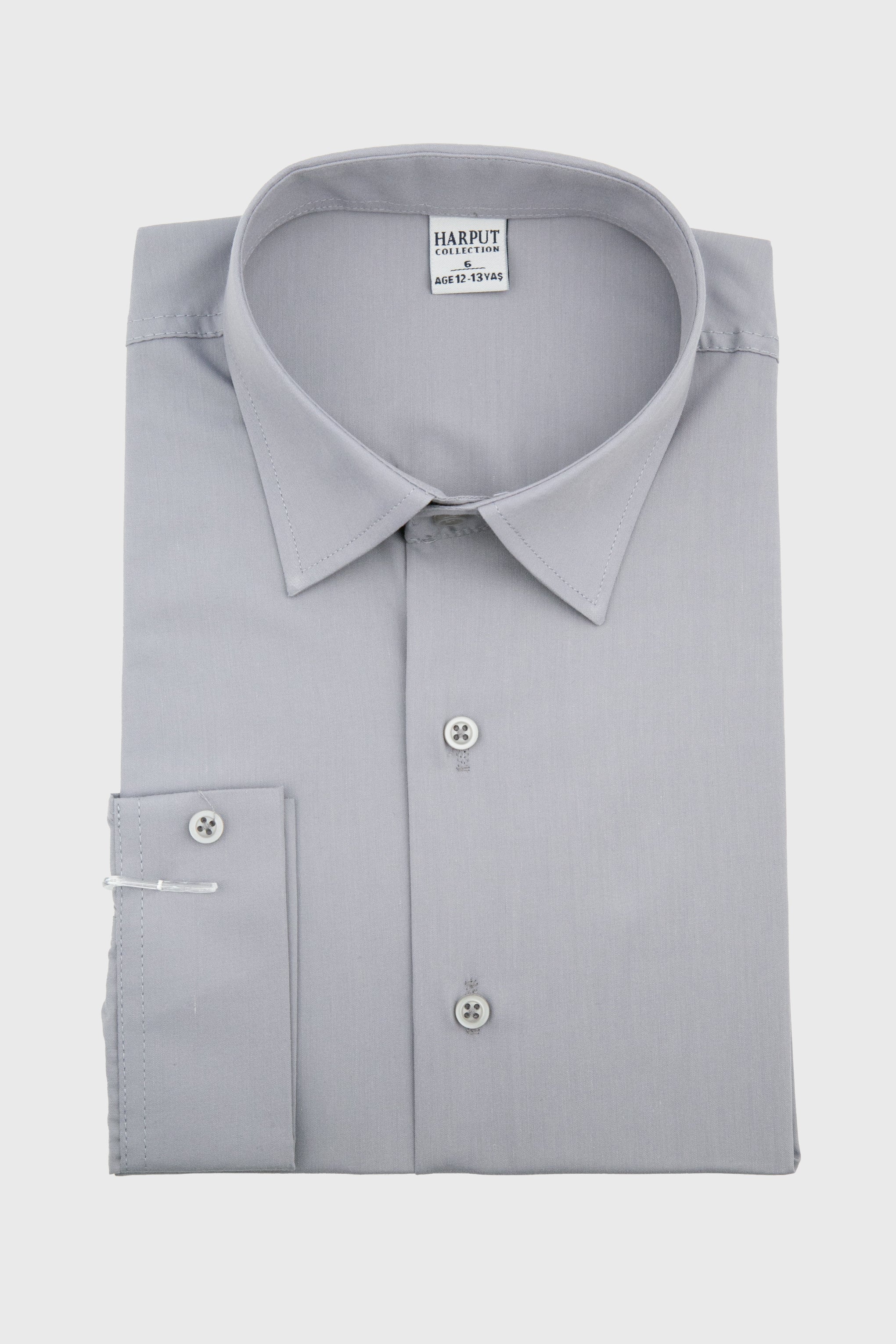 Boys Classic Collar Dress Shirt - Harput - Grey Front Picture